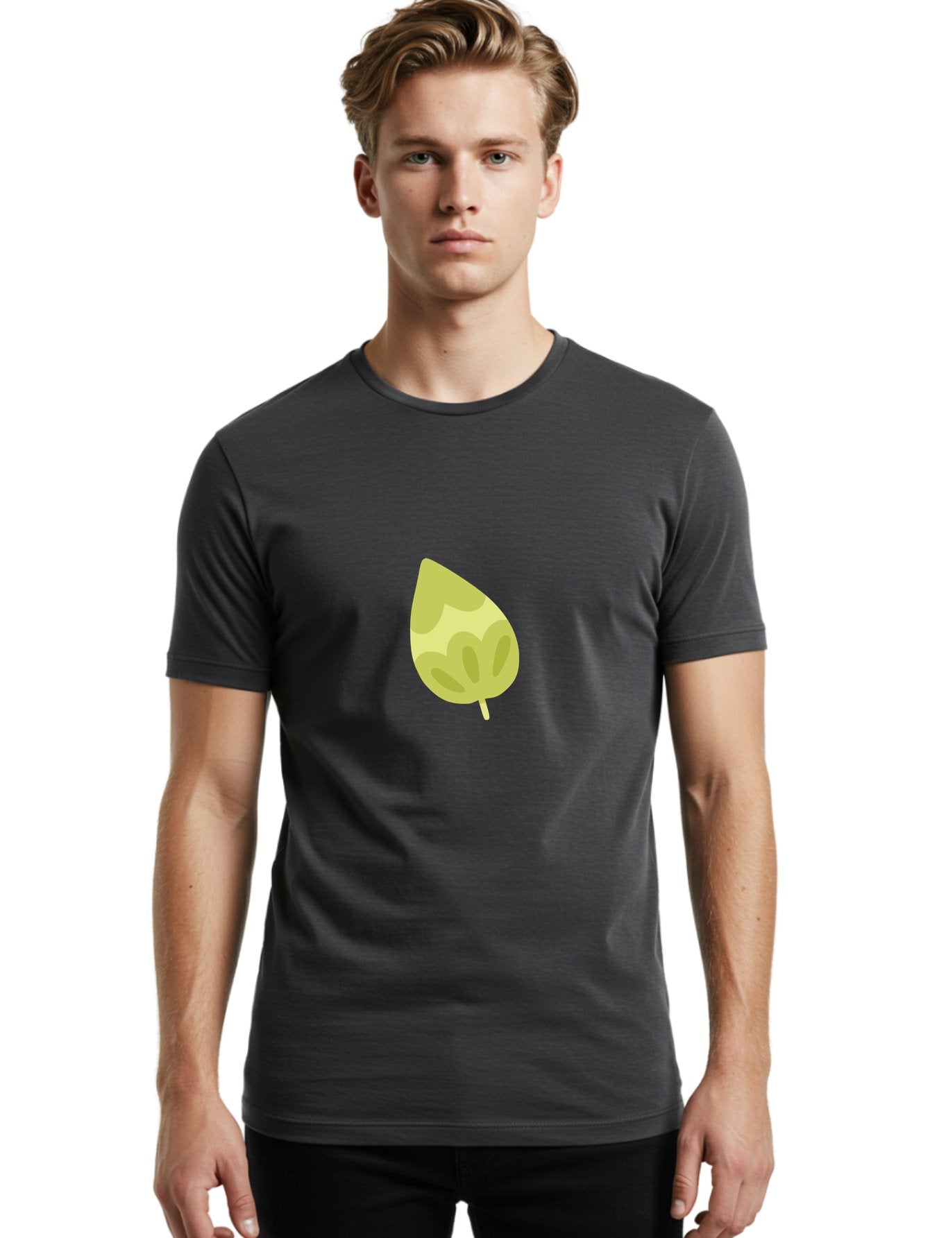 Leaf-4 Men'S Graphic Tee, 100% Cotton, Comfortable Casual Summer Wear, Machine Washable, Turnip Graphics, Cartoon Leaf, Yellow Leaf, Leaf Illustration, Simple Design, Digital Art, Minimalist Style, Leaf Pattern Aad712 24