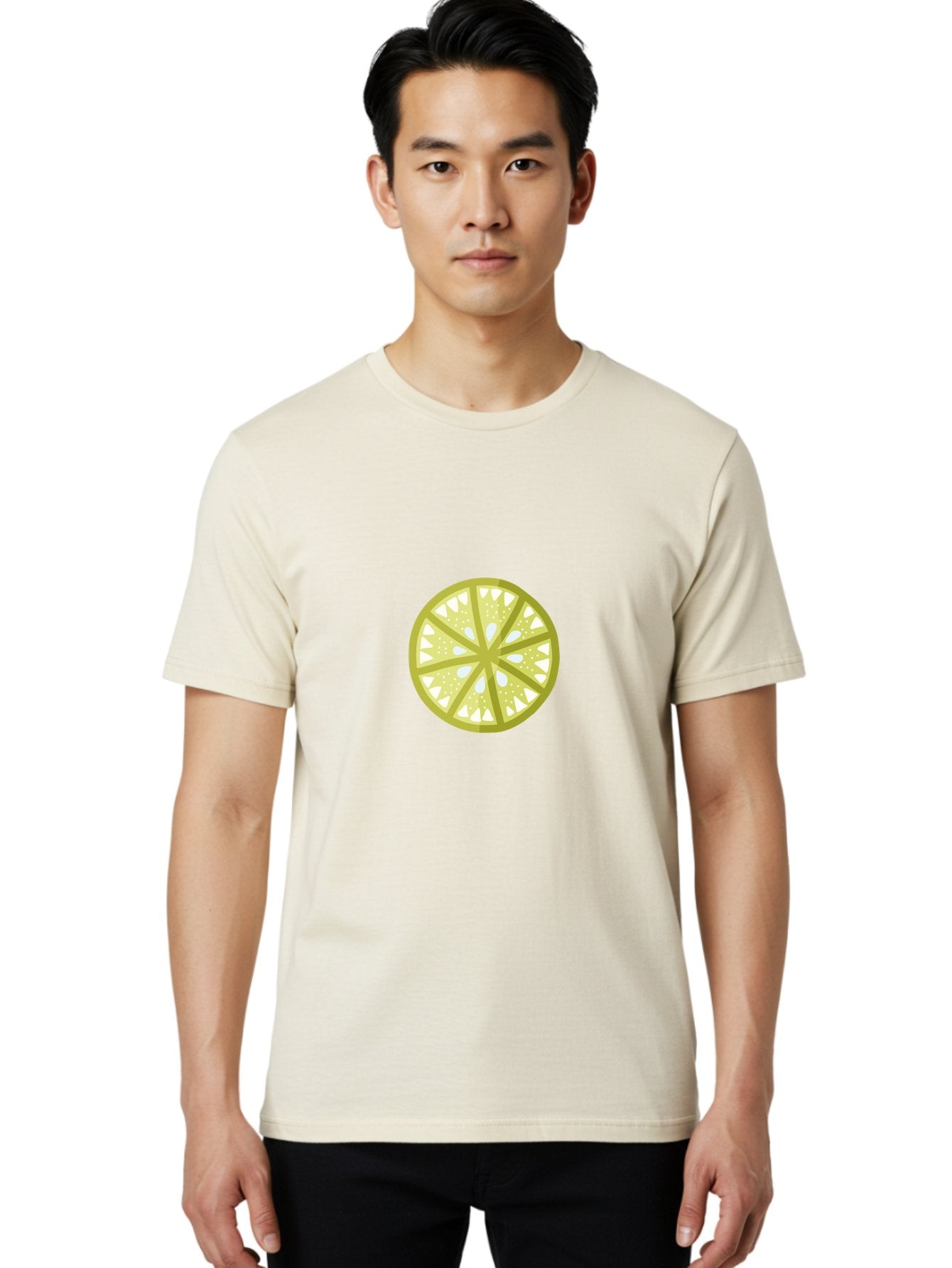 Lemon-Slice Men'S Graphic Tee, 100% Cotton, Comfortable Casual Summer Wear, Machine Washable, Lemon Slice, Citrus Fruit, Juicy Pulp, Yellow Lemon, Segmented Citrus, Vibrant Citrus, Fresh Lemon Slice, Lemon Wedge Aad715 21