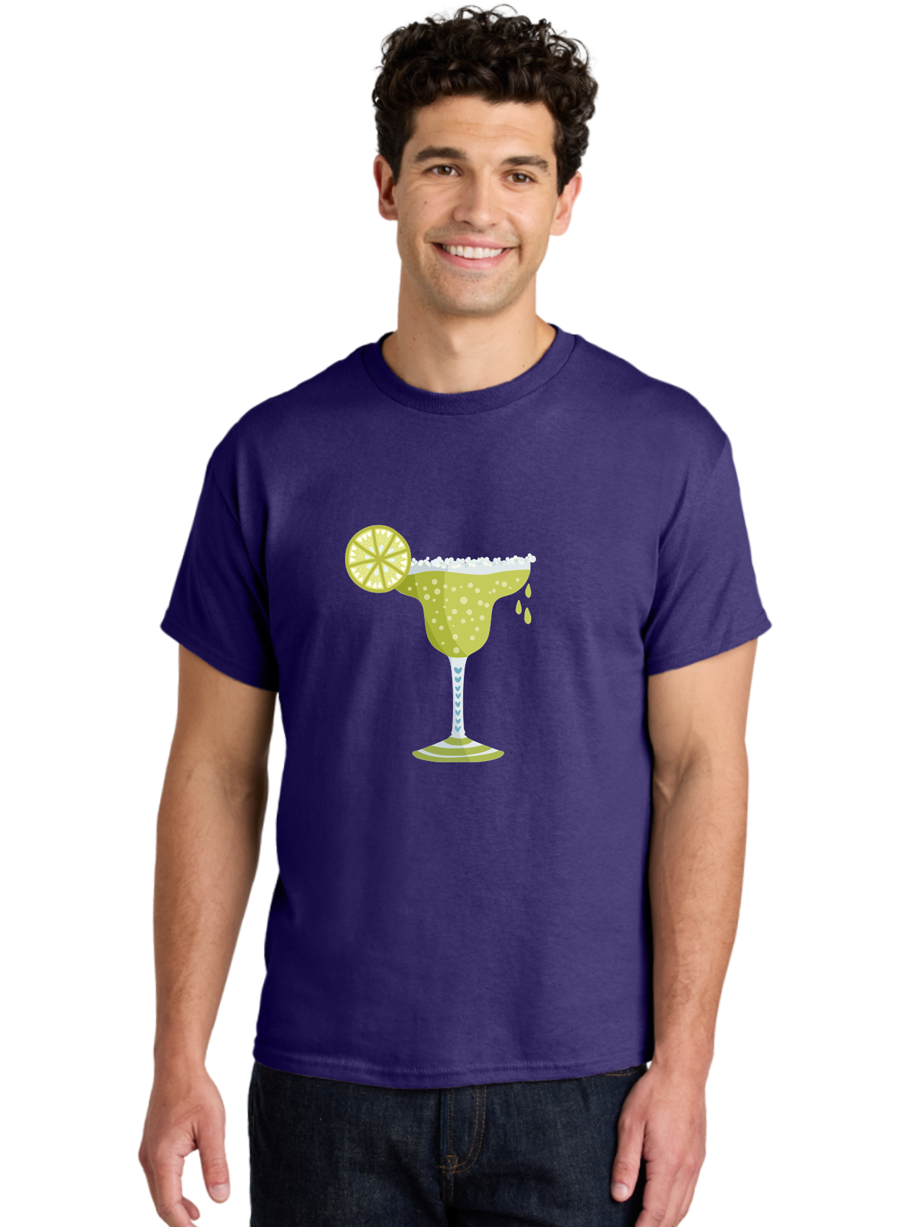 Margarita Men'S Graphic Tee, 100% Cotton, Comfortable Casual Summer Wear, Machine Washable, Classic Margarita Cocktail, Salt Rim, Lime Wheel, Refreshing Drink, Party Drink, Barware, Green Drink, Citrus Flavor Aad720