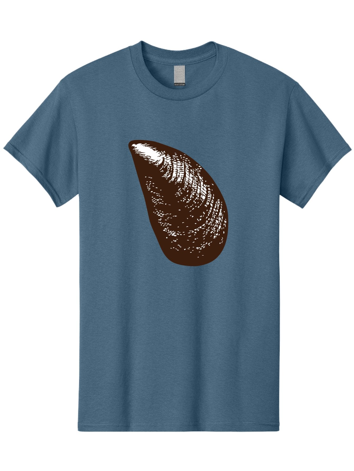 Mussel Men'S Graphic Tee, 100% Cotton, Comfortable Casual Summer Wear, Machine Washable, Mussel Shell, Seafood, Ocean Delicacy, Dark Brown Shell, White Highlights, Textured Surface, Marine Life, Culinary Delight Aad724