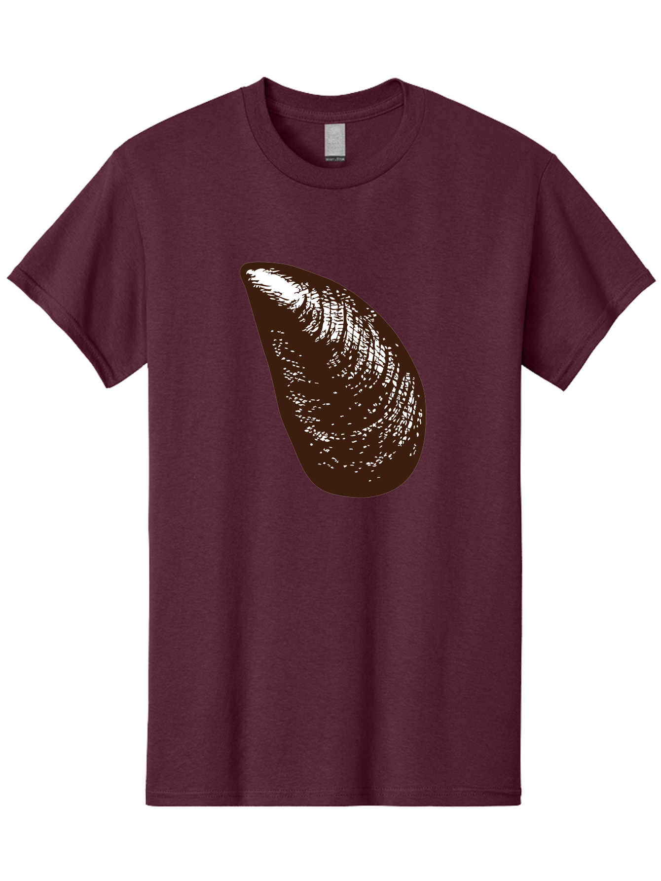 Mussel Men'S Graphic Tee, 100% Cotton, Comfortable Casual Summer Wear, Machine Washable, Mussel Shell, Seafood, Ocean Delicacy, Dark Brown Shell, White Highlights, Textured Surface, Marine Life, Culinary Delight Aad724 9
