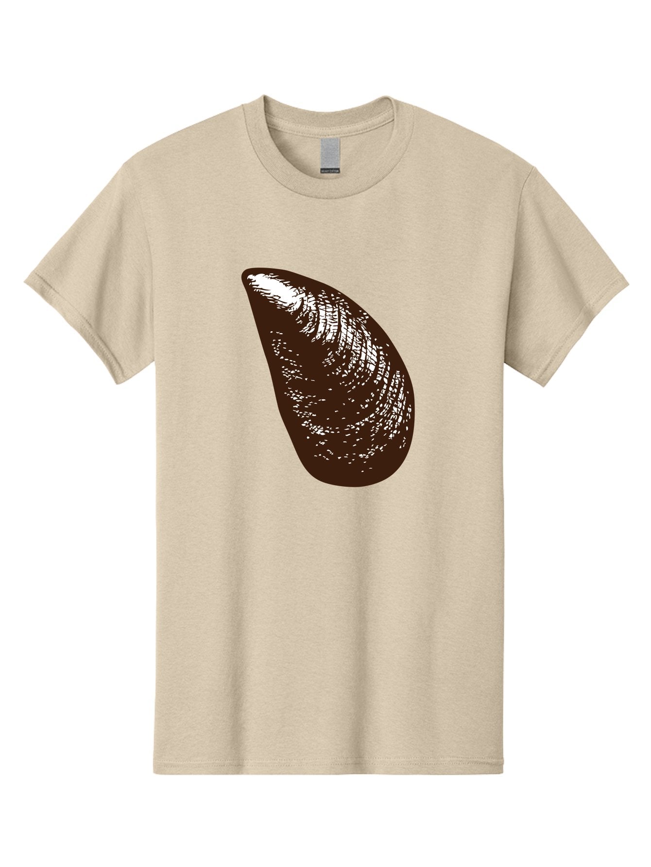 Mussel Men'S Graphic Tee, 100% Cotton, Comfortable Casual Summer Wear, Machine Washable, Mussel Shell, Seafood, Ocean Delicacy, Dark Brown Shell, White Highlights, Textured Surface, Marine Life, Culinary Delight Aad724