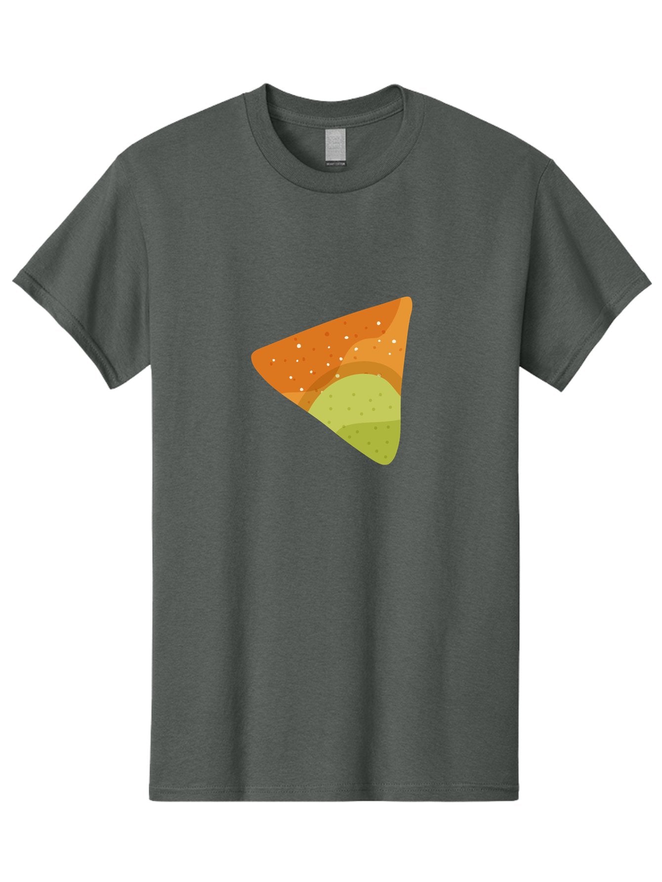 Nacho-Chip Men'S Graphic Tee, 100% Cotton, Comfortable Casual Summer Wear, Machine Washable, Nacho Chip, Tortilla Chip, Snack Food, Orange Color, White Dots, Layered Design, Tasty Treat, Crunchy Snack, Savory Delight Aad725 12