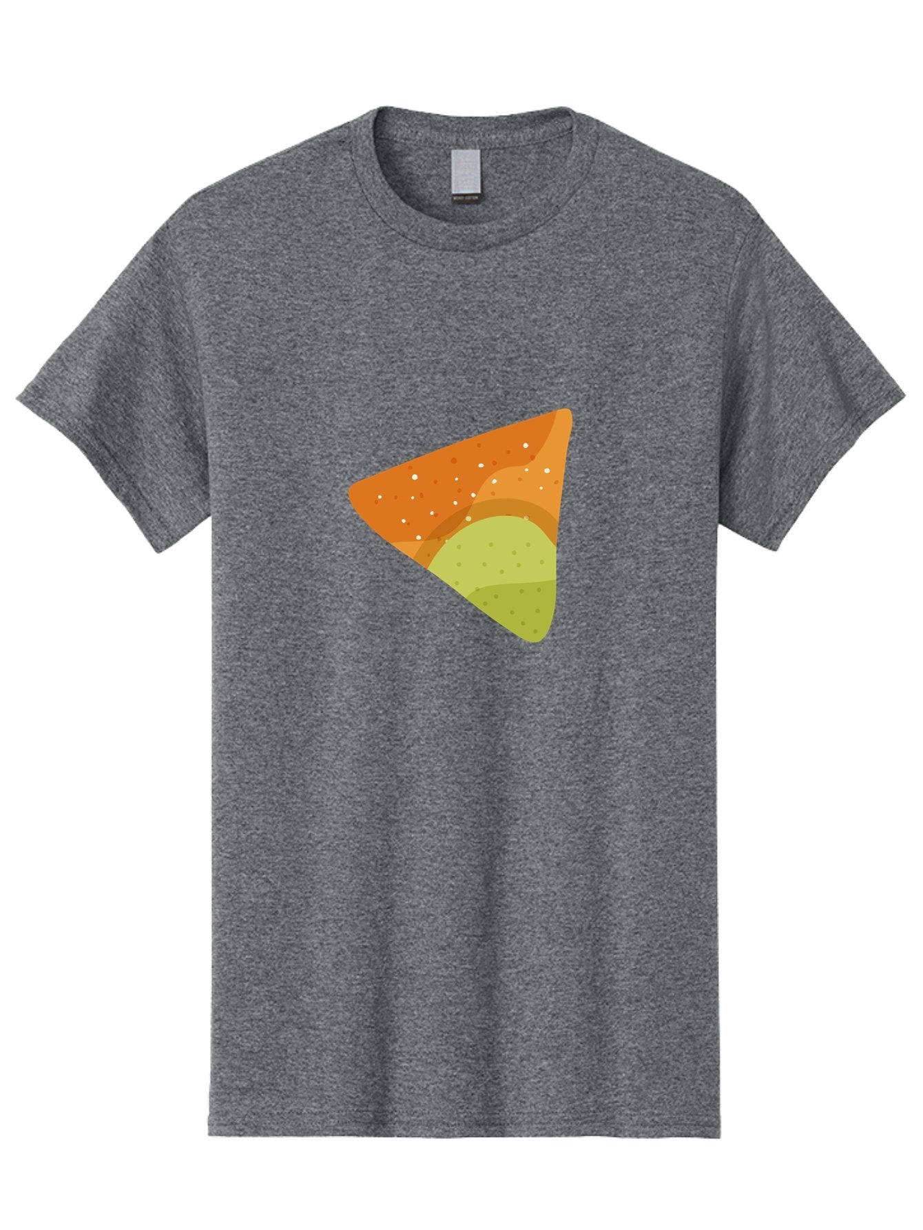 Nacho-Chip Men'S Graphic Tee, 100% Cotton, Comfortable Casual Summer Wear, Machine Washable, Nacho Chip, Tortilla Chip, Snack Food, Orange Color, White Dots, Layered Design, Tasty Treat, Crunchy Snack, Savory Delight Aad725 5