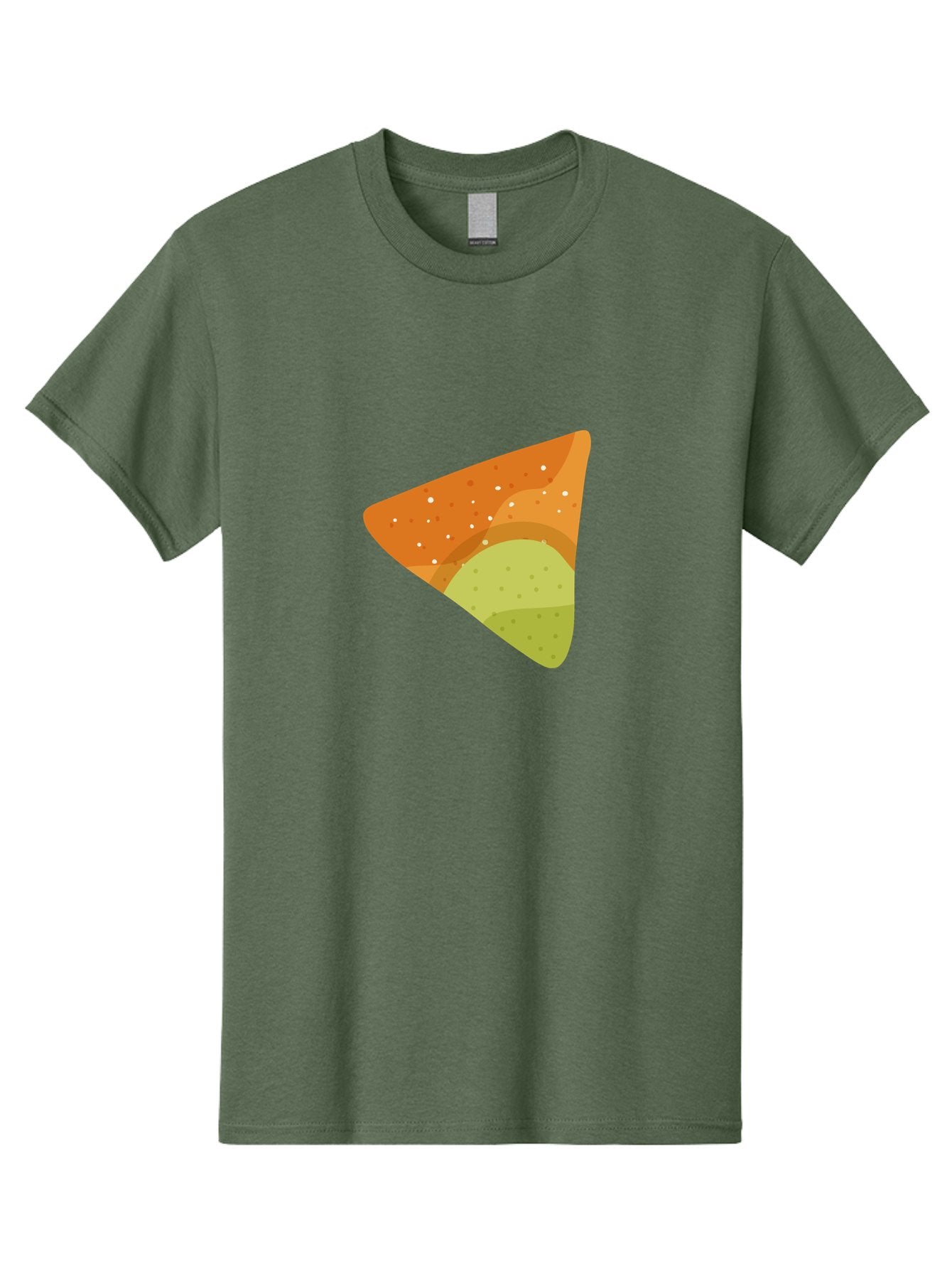 Nacho-Chip Men'S Graphic Tee, 100% Cotton, Comfortable Casual Summer Wear, Machine Washable, Nacho Chip, Tortilla Chip, Snack Food, Orange Color, White Dots, Layered Design, Tasty Treat, Crunchy Snack, Savory Delight Aad725 7