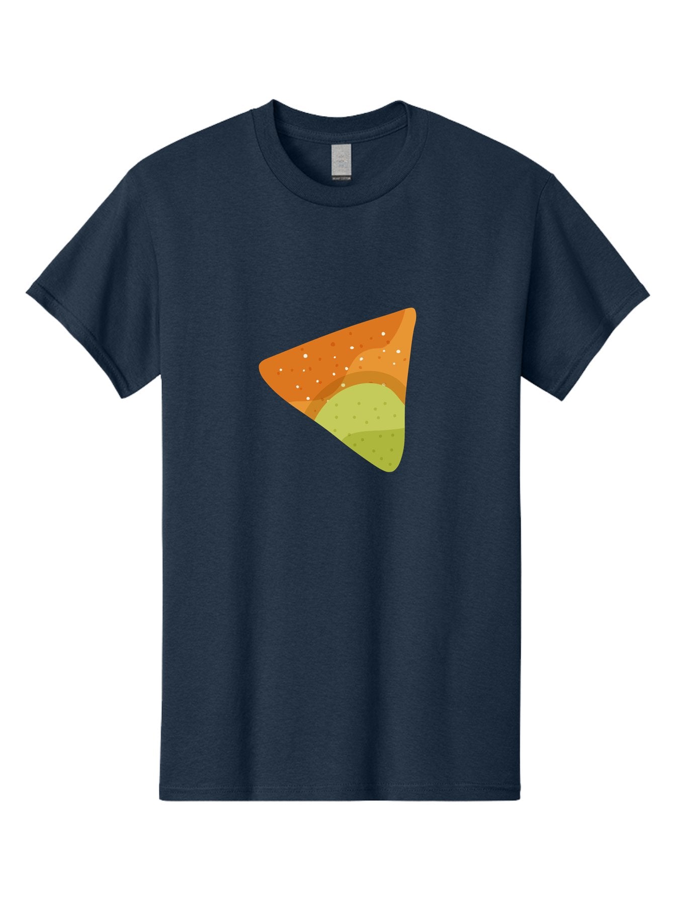 Nacho-Chip Men'S Graphic Tee, 100% Cotton, Comfortable Casual Summer Wear, Machine Washable, Nacho Chip, Tortilla Chip, Snack Food, Orange Color, White Dots, Layered Design, Tasty Treat, Crunchy Snack, Savory Delight Aad725