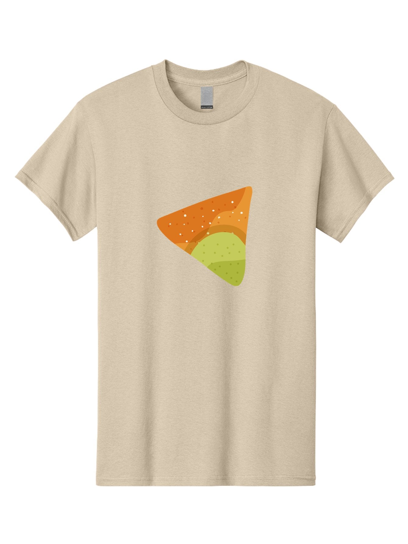Nacho-Chip Men'S Graphic Tee, 100% Cotton, Comfortable Casual Summer Wear, Machine Washable, Nacho Chip, Tortilla Chip, Snack Food, Orange Color, White Dots, Layered Design, Tasty Treat, Crunchy Snack, Savory Delight Aad725