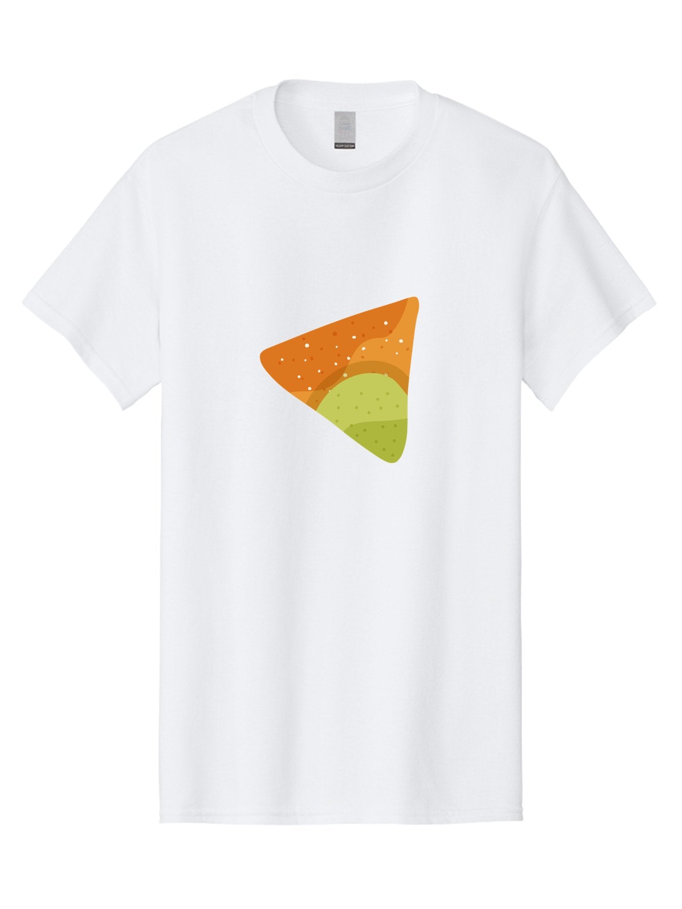 Nacho-Chip Men'S Graphic Tee, 100% Cotton, Comfortable Casual Summer Wear, Machine Washable, Nacho Chip, Tortilla Chip, Snack Food, Orange Color, White Dots, Layered Design, Tasty Treat, Crunchy Snack, Savory Delight Aad725 6