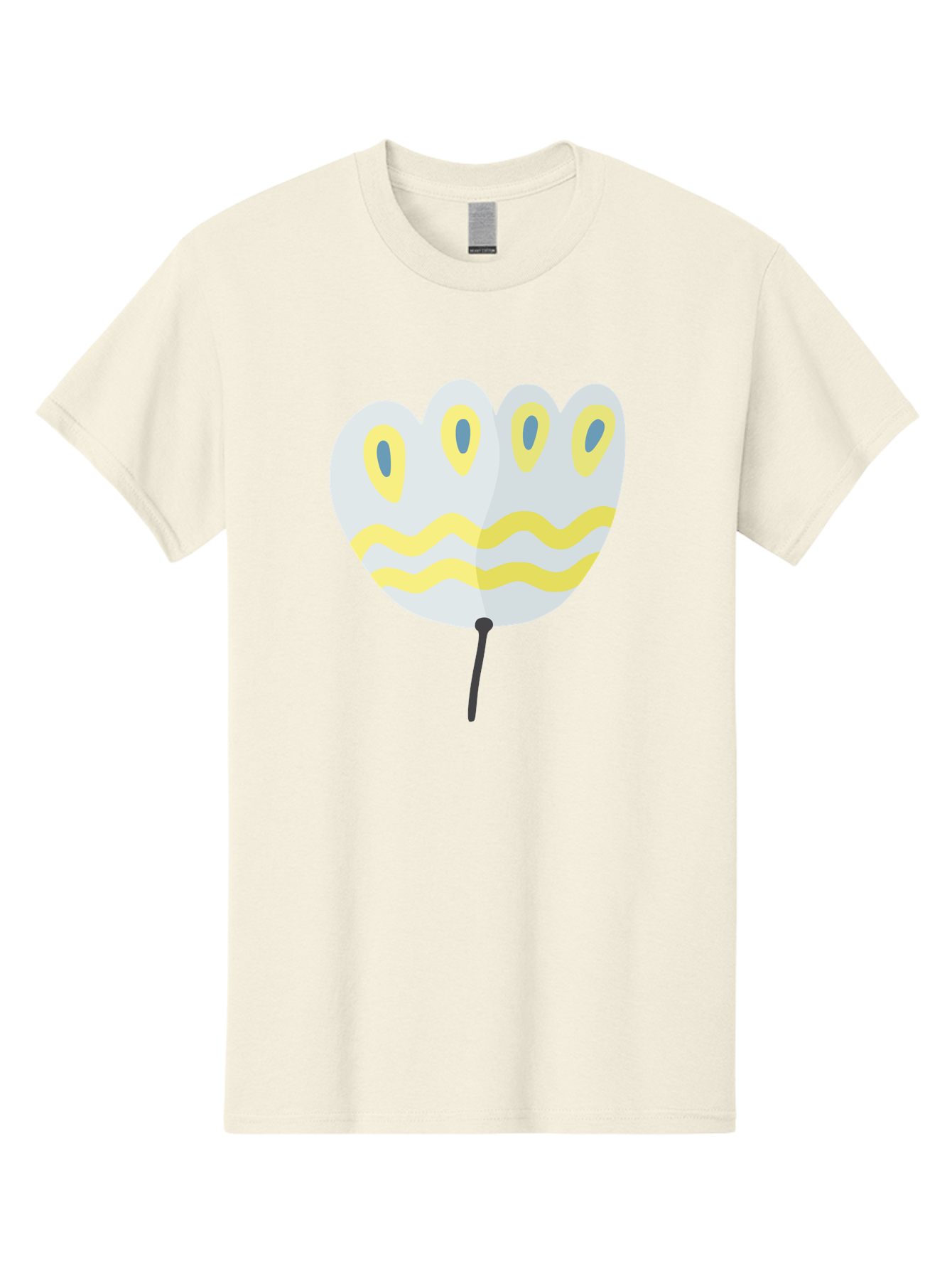 Parasol Men'S Graphic Tee, 100% Cotton, Comfortable Casual Summer Wear, Machine Washable, White Parasol, Yellow Stripes, Cartoon Style, Wavy Lines, Decorative Umbrella, Vibrant Design, Outdoor Accessory, Whimsical Illustration Aad728