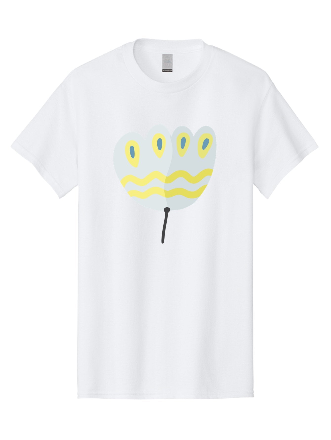 Parasol Men'S Graphic Tee, 100% Cotton, Comfortable Casual Summer Wear, Machine Washable, White Parasol, Yellow Stripes, Cartoon Style, Wavy Lines, Decorative Umbrella, Vibrant Design, Outdoor Accessory, Whimsical Illustration Aad728 4