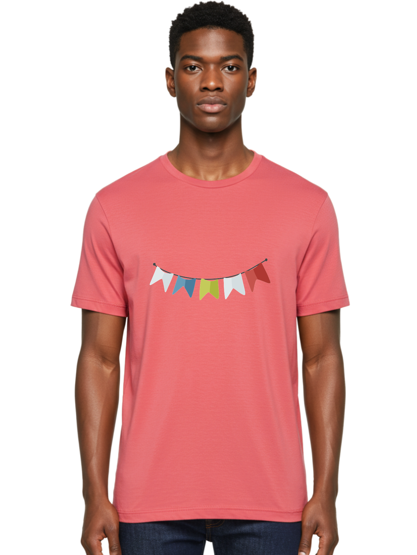 Party-Flags Men'S Graphic Tee, 100% Cotton, Comfortable Casual Summer Wear, Machine Washable, Colorful Party Flags, Festive Decorations, Celebration Bunting, Vibrant Pennants, Party Accessories, Festive Atmosphere, Event Decorations Aad729 8
