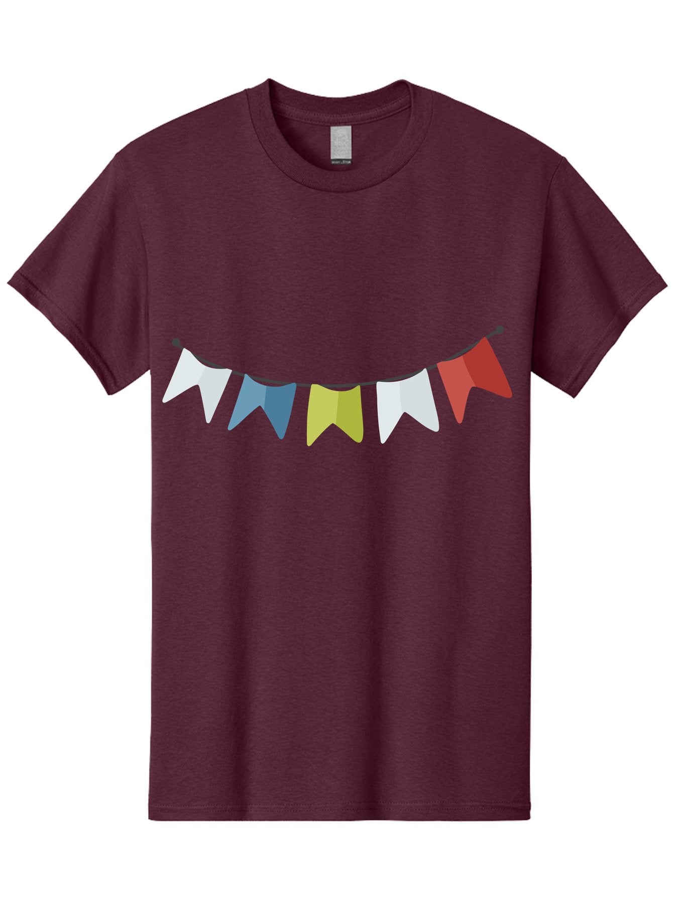 Party-Flags Men'S Graphic Tee, 100% Cotton, Comfortable Casual Summer Wear, Machine Washable, Colorful Party Flags, Festive Decorations, Celebration Bunting, Vibrant Pennants, Party Accessories, Festive Atmosphere, Event Decorations Aad729