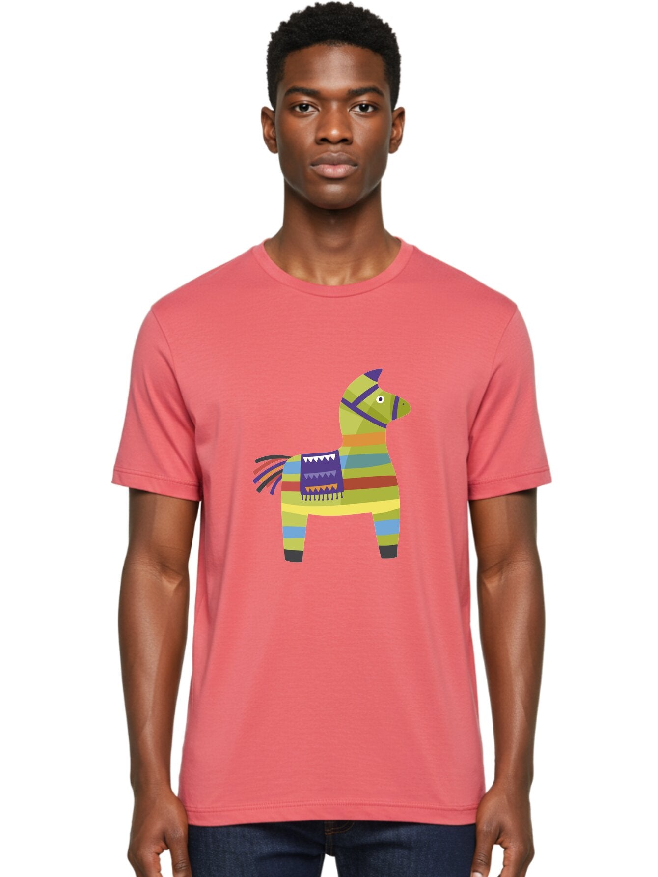 Pinata-Donkey Men'S Graphic Tee, 100% Cotton, Comfortable Casual Summer Wear, Machine Washable, Colorful Pinata Donkey, Festive Decor, Party Favors, Celebration, Cartoon Character, Vibrant Colors, Whimsical Design, Playful, Lively, Fun Aad732 17