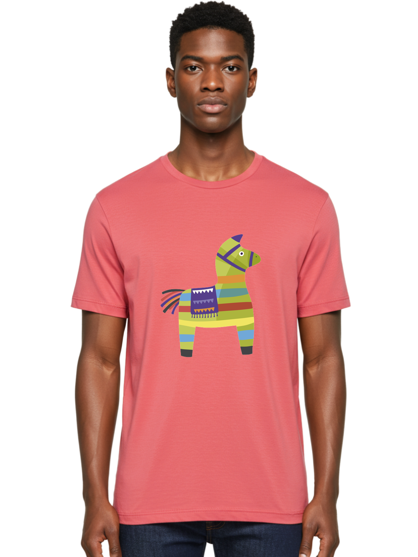 Pinata-Donkey Men'S Graphic Tee, 100% Cotton, Comfortable Casual Summer Wear, Machine Washable, Colorful Pinata Donkey, Festive Decor, Party Favors, Celebration, Cartoon Character, Vibrant Colors, Whimsical Design, Playful, Lively, Fun Aad732 28