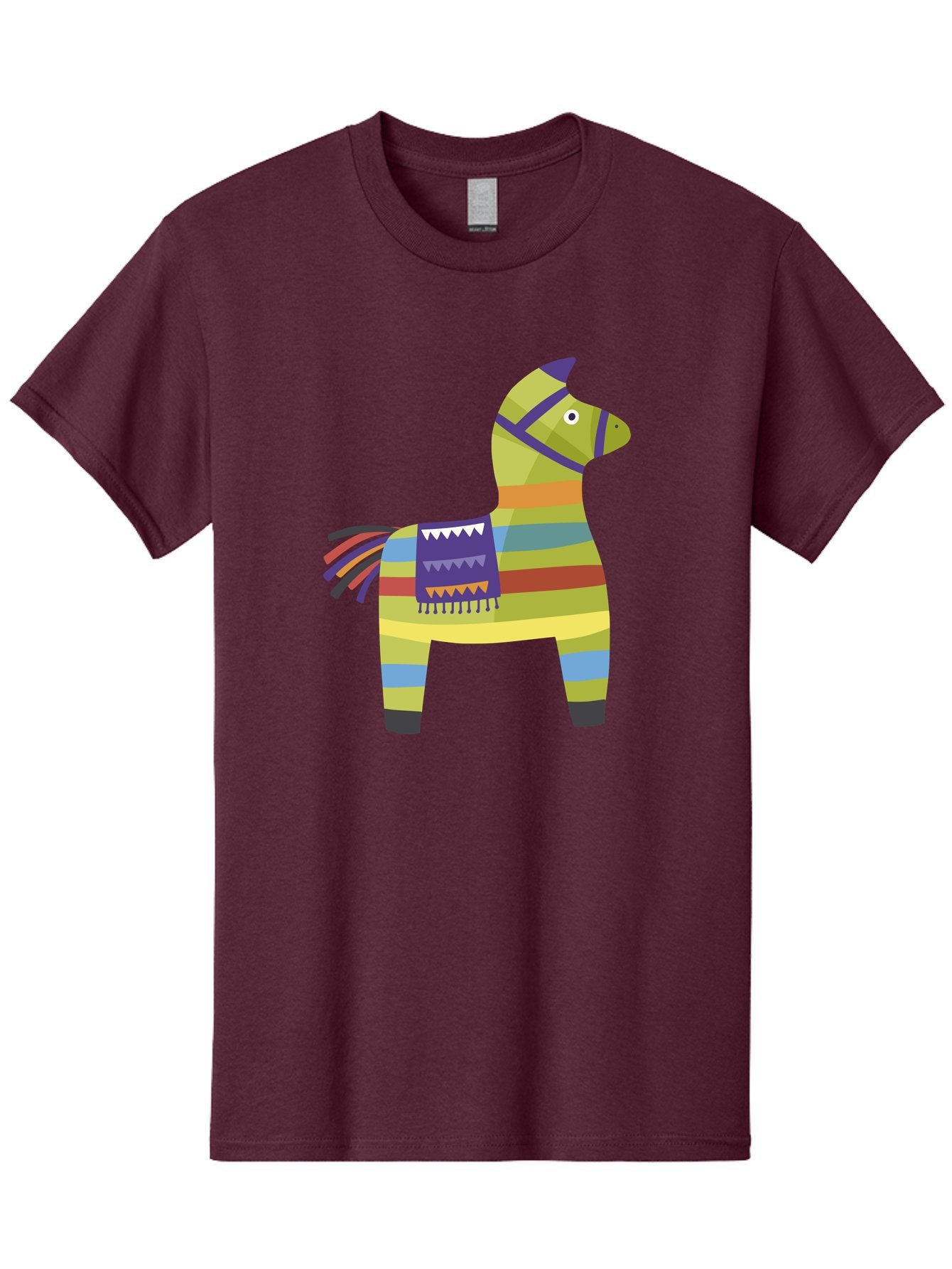 Pinata-Donkey Men'S Graphic Tee, 100% Cotton, Comfortable Casual Summer Wear, Machine Washable, Colorful Pinata Donkey, Festive Decor, Party Favors, Celebration, Cartoon Character, Vibrant Colors, Whimsical Design, Playful, Lively, Fun Aad732