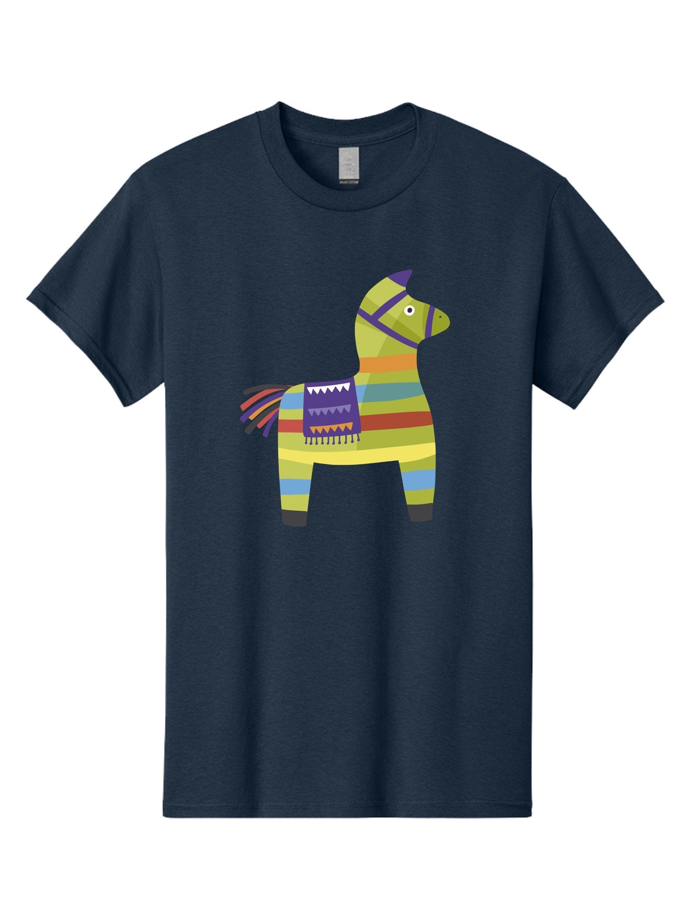 Pinata-Donkey Men'S Graphic Tee, 100% Cotton, Comfortable Casual Summer Wear, Machine Washable, Colorful Pinata Donkey, Festive Decor, Party Favors, Celebration, Cartoon Character, Vibrant Colors, Whimsical Design, Playful, Lively, Fun Aad732