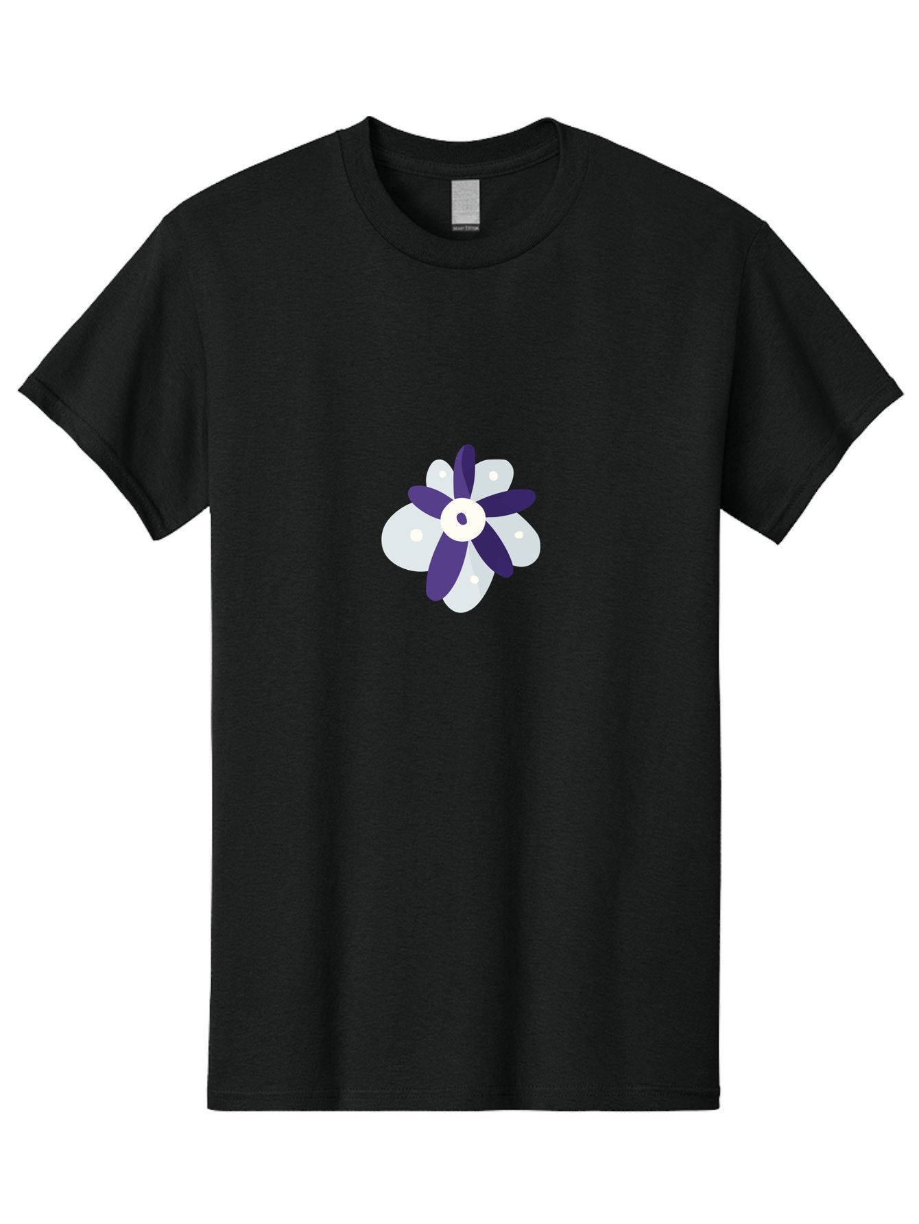 Purple-And-White-Flower Men'S Graphic Tee, 100% Cotton, Comfortable Casual Summer Wear, Machine Washable, White And Purple Flower, Cartoon Style, Simple Design, Floral Illustration, Digital Art, Creative Graphics Aad738 3