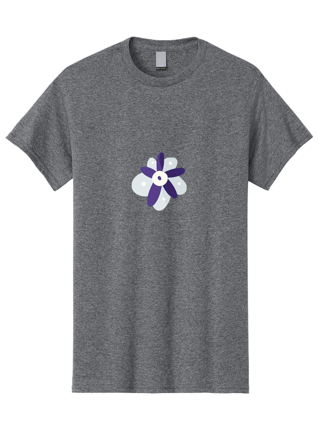 Purple-And-White-Flower Men'S Graphic Tee, 100% Cotton, Comfortable Casual Summer Wear, Machine Washable, White And Purple Flower, Cartoon Style, Simple Design, Floral Illustration, Digital Art, Creative Graphics Aad738 11