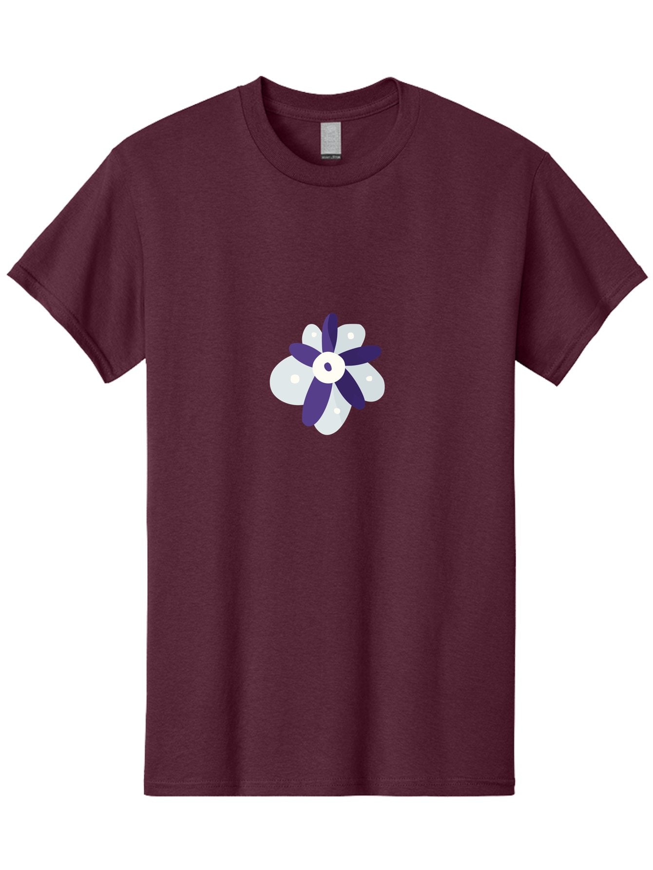 Purple-And-White-Flower Men'S Graphic Tee, 100% Cotton, Comfortable Casual Summer Wear, Machine Washable, White And Purple Flower, Cartoon Style, Simple Design, Floral Illustration, Digital Art, Creative Graphics Aad738