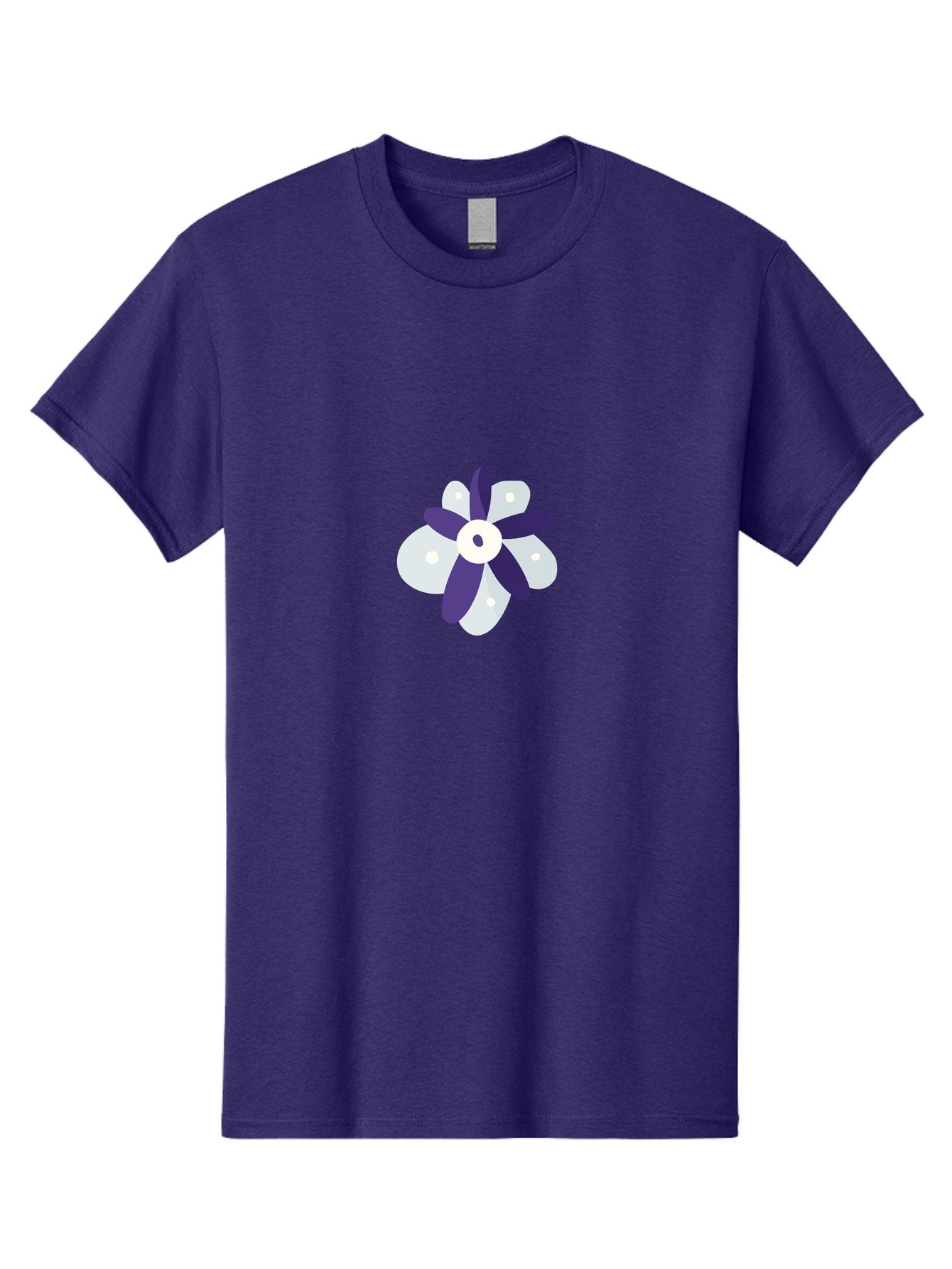 Purple-And-White-Flower Men'S Graphic Tee, 100% Cotton, Comfortable Casual Summer Wear, Machine Washable, White And Purple Flower, Cartoon Style, Simple Design, Floral Illustration, Digital Art, Creative Graphics Aad738 14