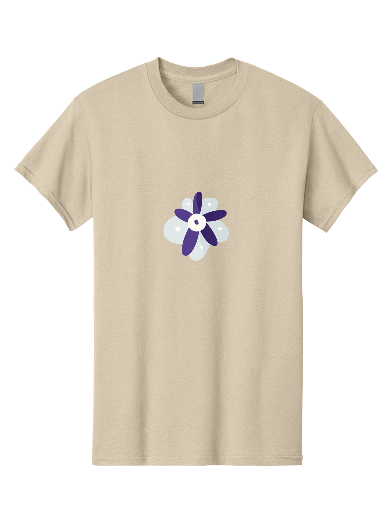 Purple-And-White-Flower Men'S Graphic Tee, 100% Cotton, Comfortable Casual Summer Wear, Machine Washable, White And Purple Flower, Cartoon Style, Simple Design, Floral Illustration, Digital Art, Creative Graphics Aad738