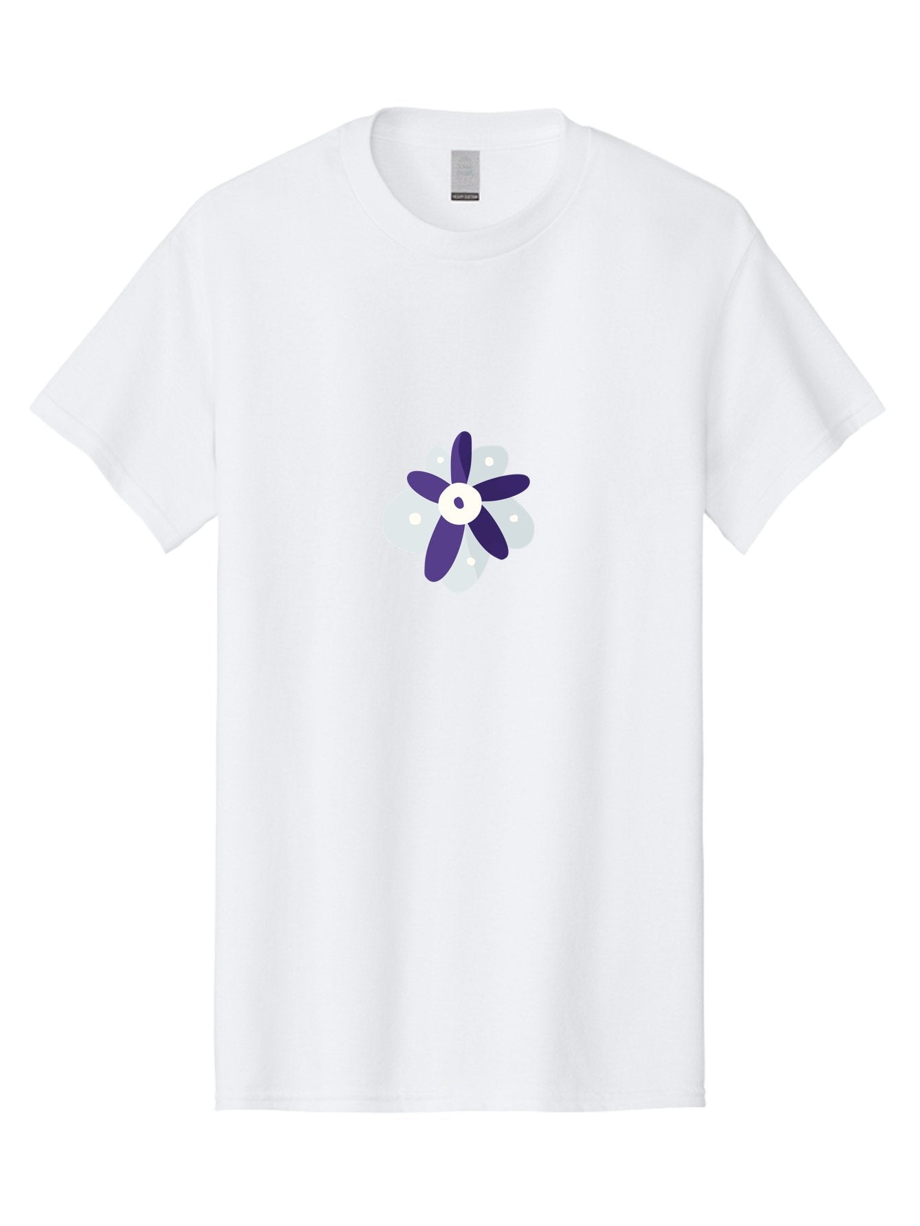 Purple-And-White-Flower Men'S Graphic Tee, 100% Cotton, Comfortable Casual Summer Wear, Machine Washable, White And Purple Flower, Cartoon Style, Simple Design, Floral Illustration, Digital Art, Creative Graphics Aad738 9