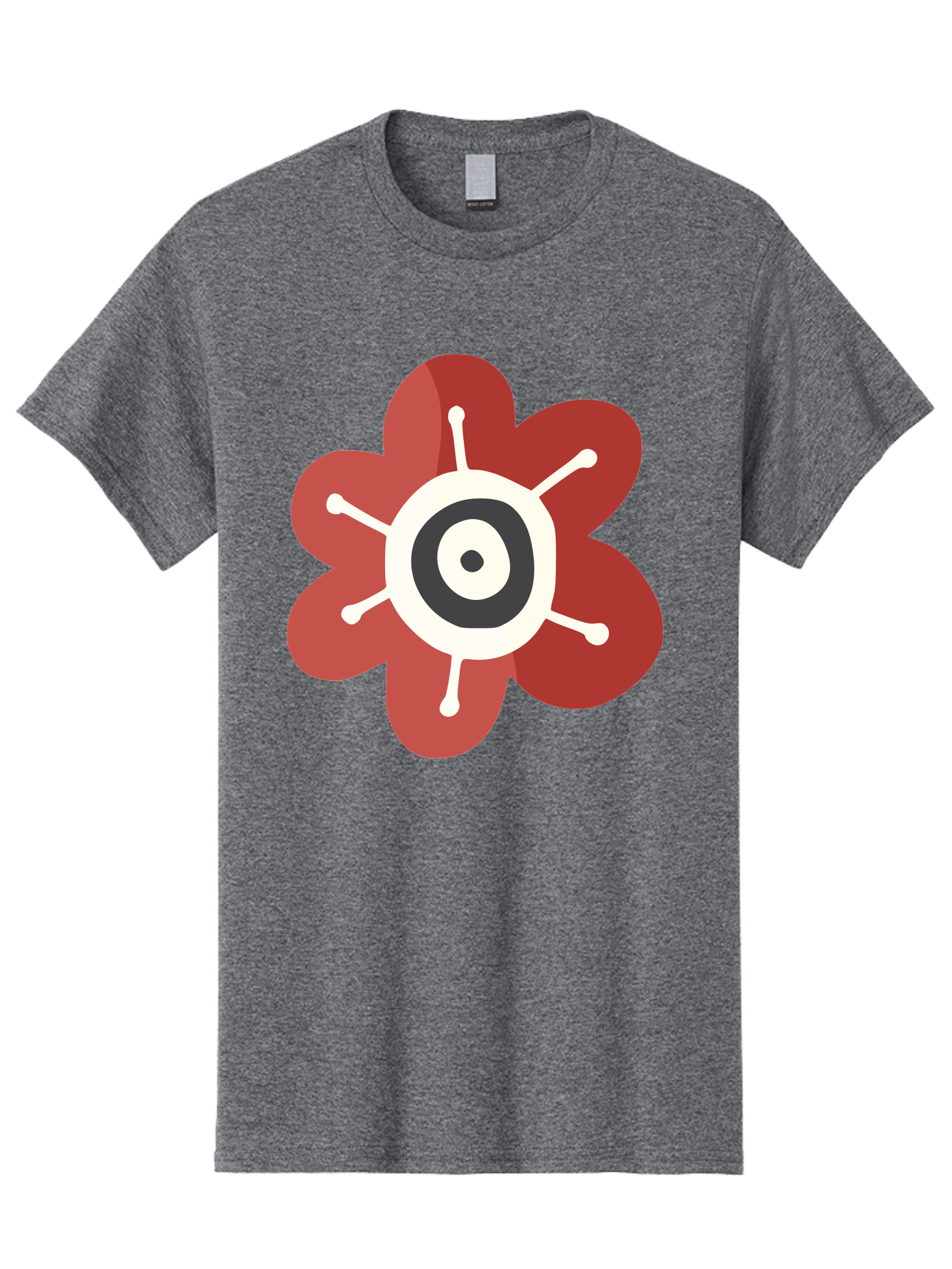 Red-Flower-1 Men'S Graphic Tee, 100% Cotton, Comfortable Casual Summer Wear, Machine Washable, Red Flower Illustration, Stylized Floral Design, Abstract Flower, Minimalist Art, White And Black Center, Bold Graphics, Modern Icon Aad742