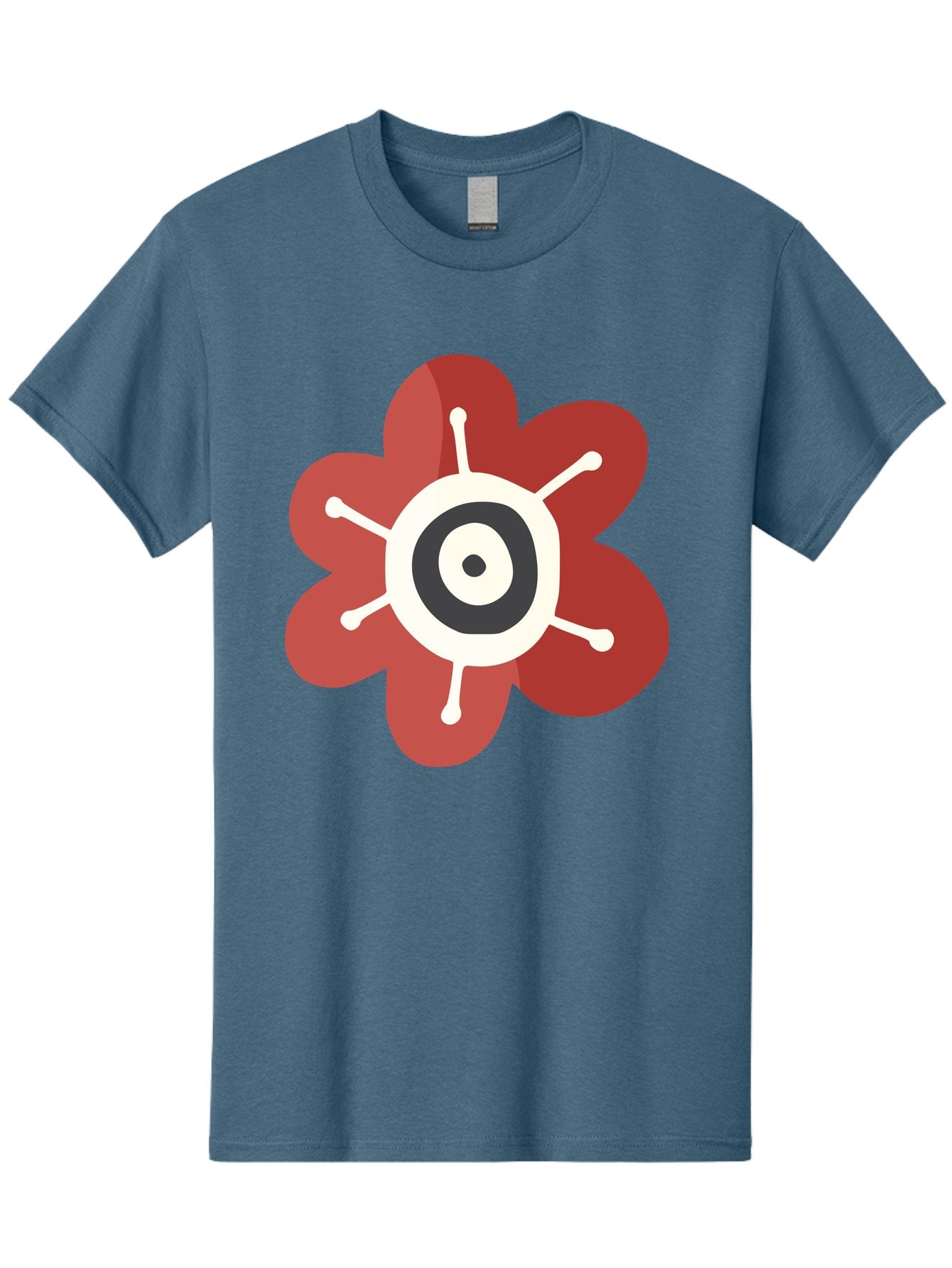 Red-Flower-1 Men'S Graphic Tee, 100% Cotton, Comfortable Casual Summer Wear, Machine Washable, Red Flower Illustration, Stylized Floral Design, Abstract Flower, Minimalist Art, White And Black Center, Bold Graphics, Modern Icon Aad742 9