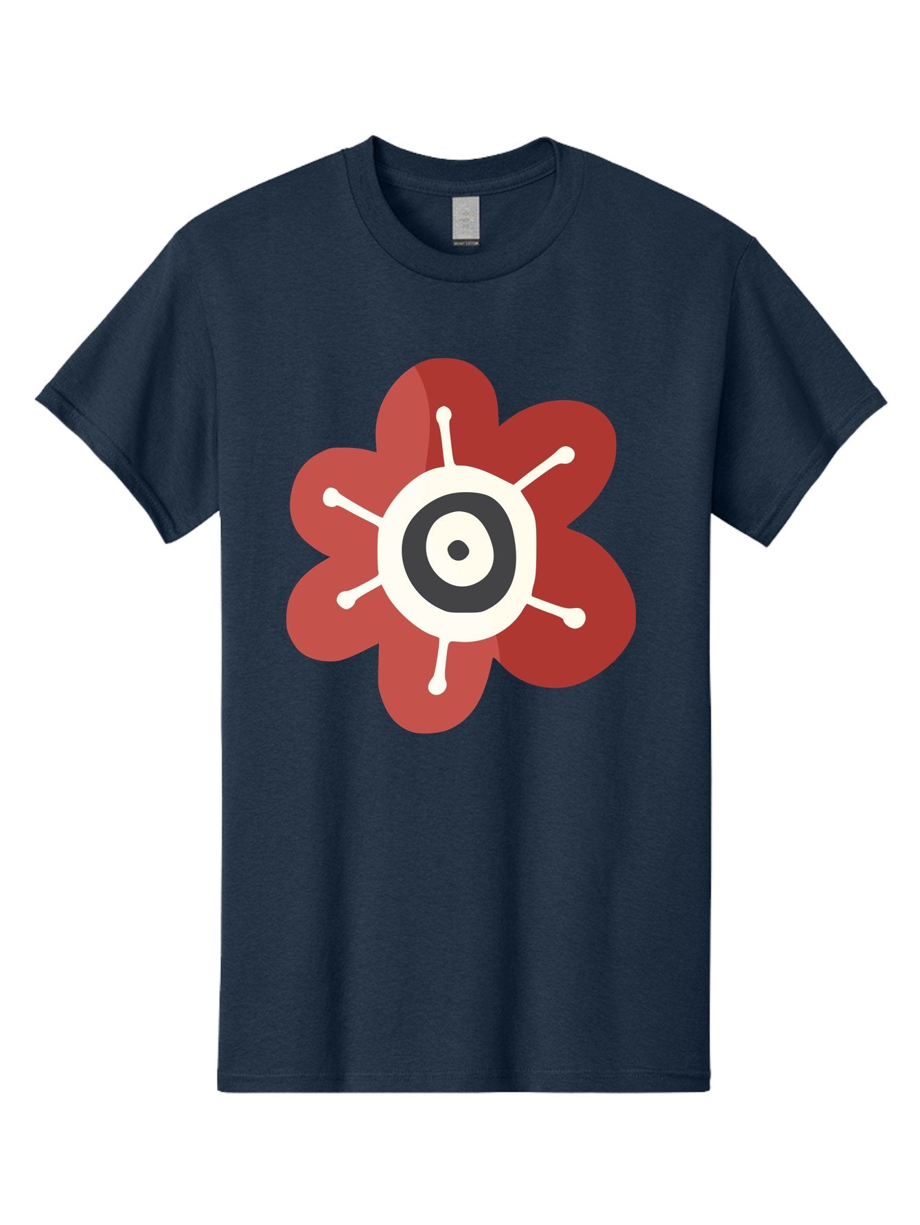 Red-Flower-1 Men'S Graphic Tee, 100% Cotton, Comfortable Casual Summer Wear, Machine Washable, Red Flower Illustration, Stylized Floral Design, Abstract Flower, Minimalist Art, White And Black Center, Bold Graphics, Modern Icon Aad742 8
