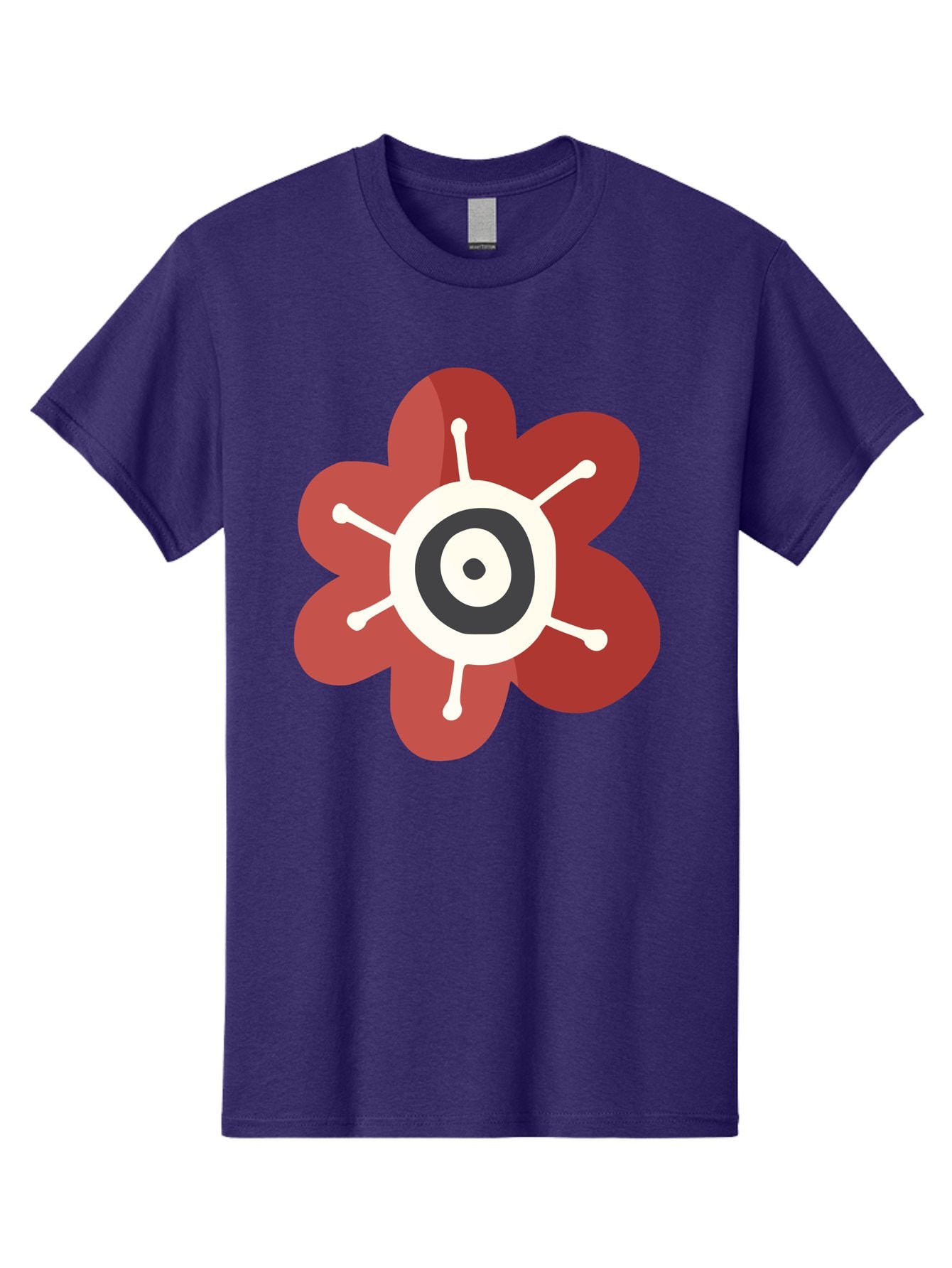 Red-Flower-1 Men'S Graphic Tee, 100% Cotton, Comfortable Casual Summer Wear, Machine Washable, Red Flower Illustration, Stylized Floral Design, Abstract Flower, Minimalist Art, White And Black Center, Bold Graphics, Modern Icon Aad742 11