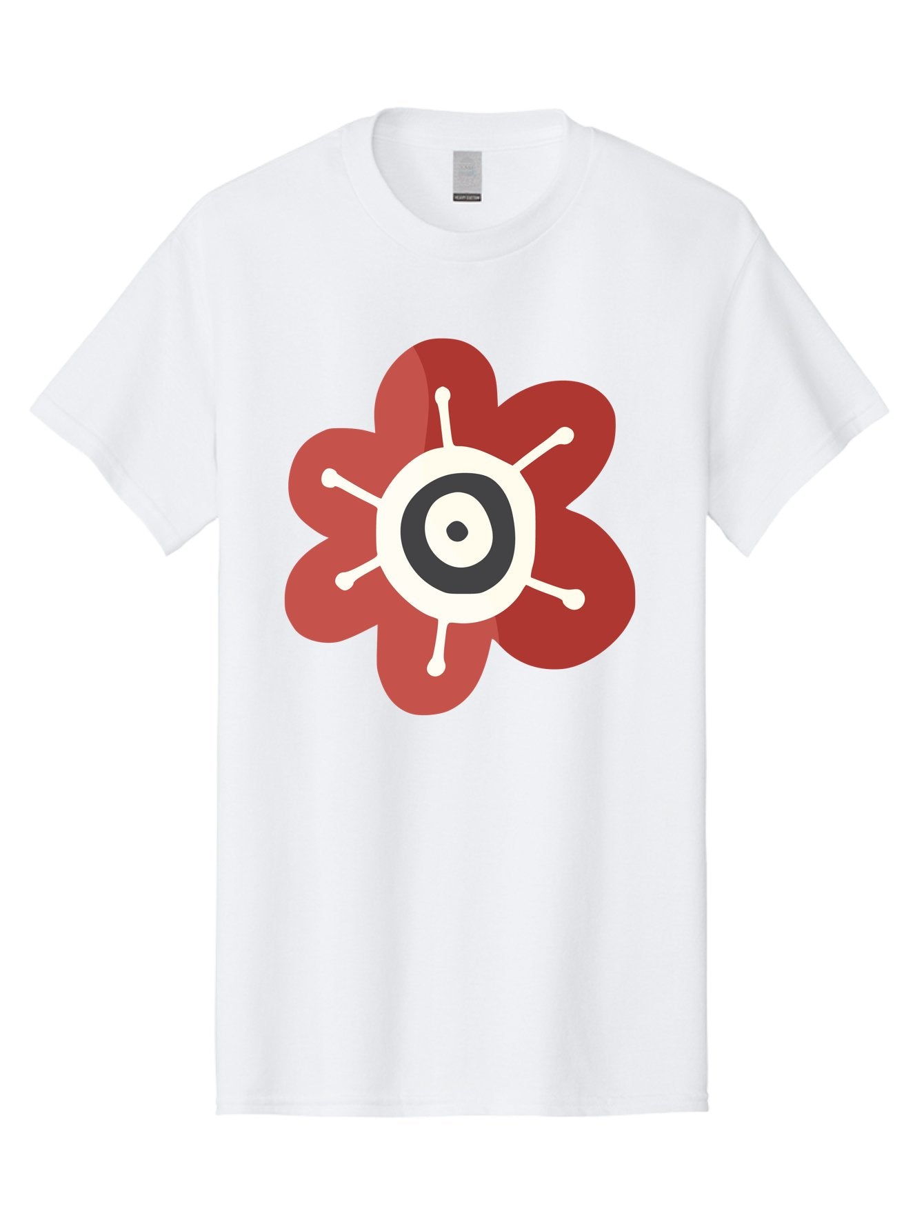 Red-Flower-1 Men'S Graphic Tee, 100% Cotton, Comfortable Casual Summer Wear, Machine Washable, Red Flower Illustration, Stylized Floral Design, Abstract Flower, Minimalist Art, White And Black Center, Bold Graphics, Modern Icon Aad742 14