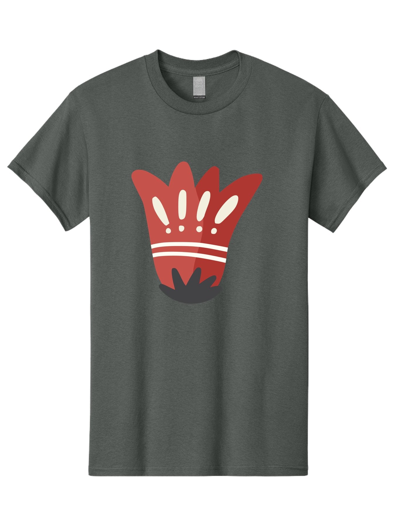 Red-Hand Men'S Graphic Tee, 100% Cotton, Comfortable Casual Summer Wear, Machine Washable, Red Hand Illustration, Hand With Fingers Spread, White Accents On Fingers, Symbol Or Gesture, Bold Design, Simple Shapes, Minimalist Style, Aad745 12