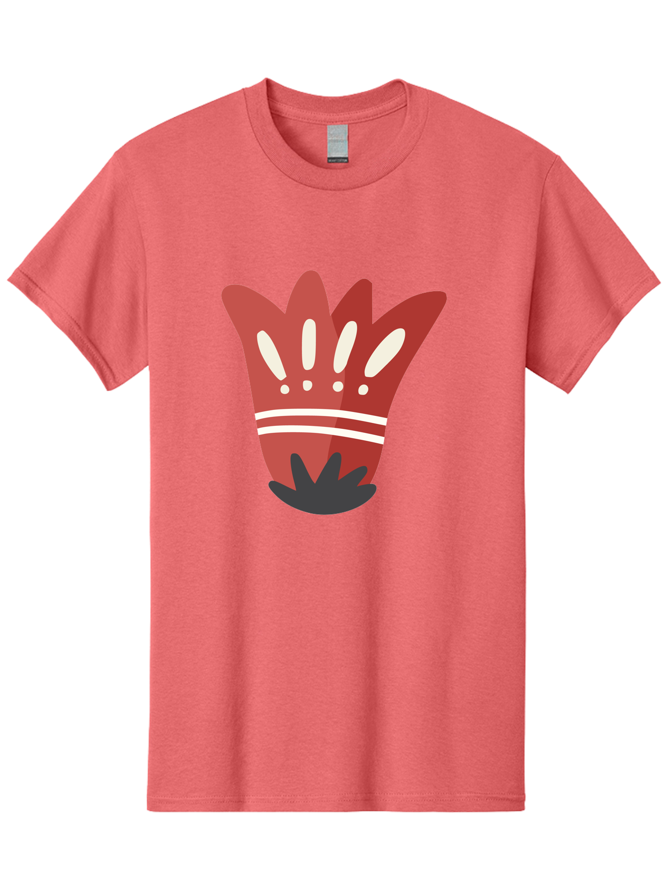 Red-Hand Men'S Graphic Tee, 100% Cotton, Comfortable Casual Summer Wear, Machine Washable, Red Hand Illustration, Hand With Fingers Spread, White Accents On Fingers, Symbol Or Gesture, Bold Design, Simple Shapes, Minimalist Style, Aad745