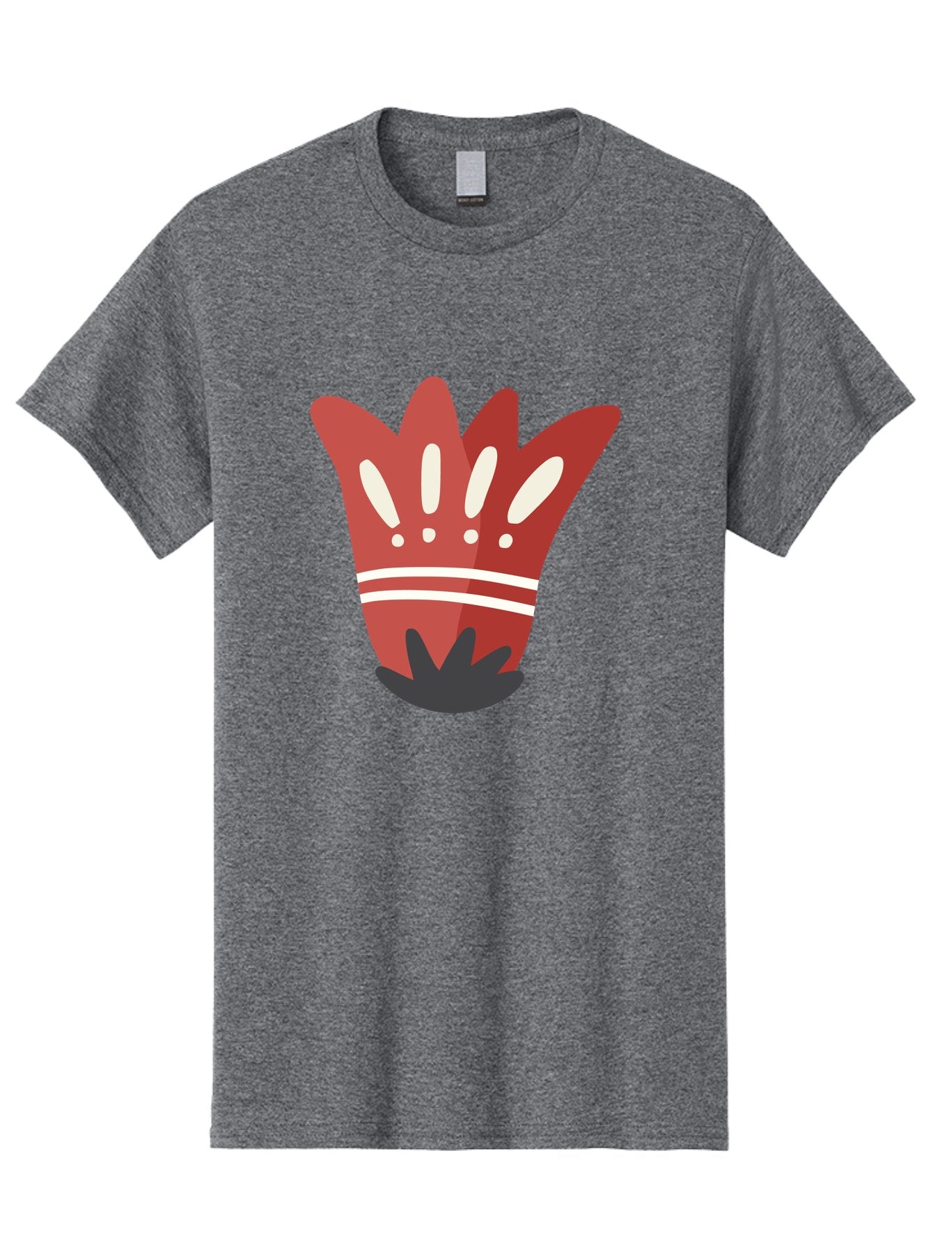 Red-Hand Men'S Graphic Tee, 100% Cotton, Comfortable Casual Summer Wear, Machine Washable, Red Hand Illustration, Hand With Fingers Spread, White Accents On Fingers, Symbol Or Gesture, Bold Design, Simple Shapes, Minimalist Style, Aad745 11
