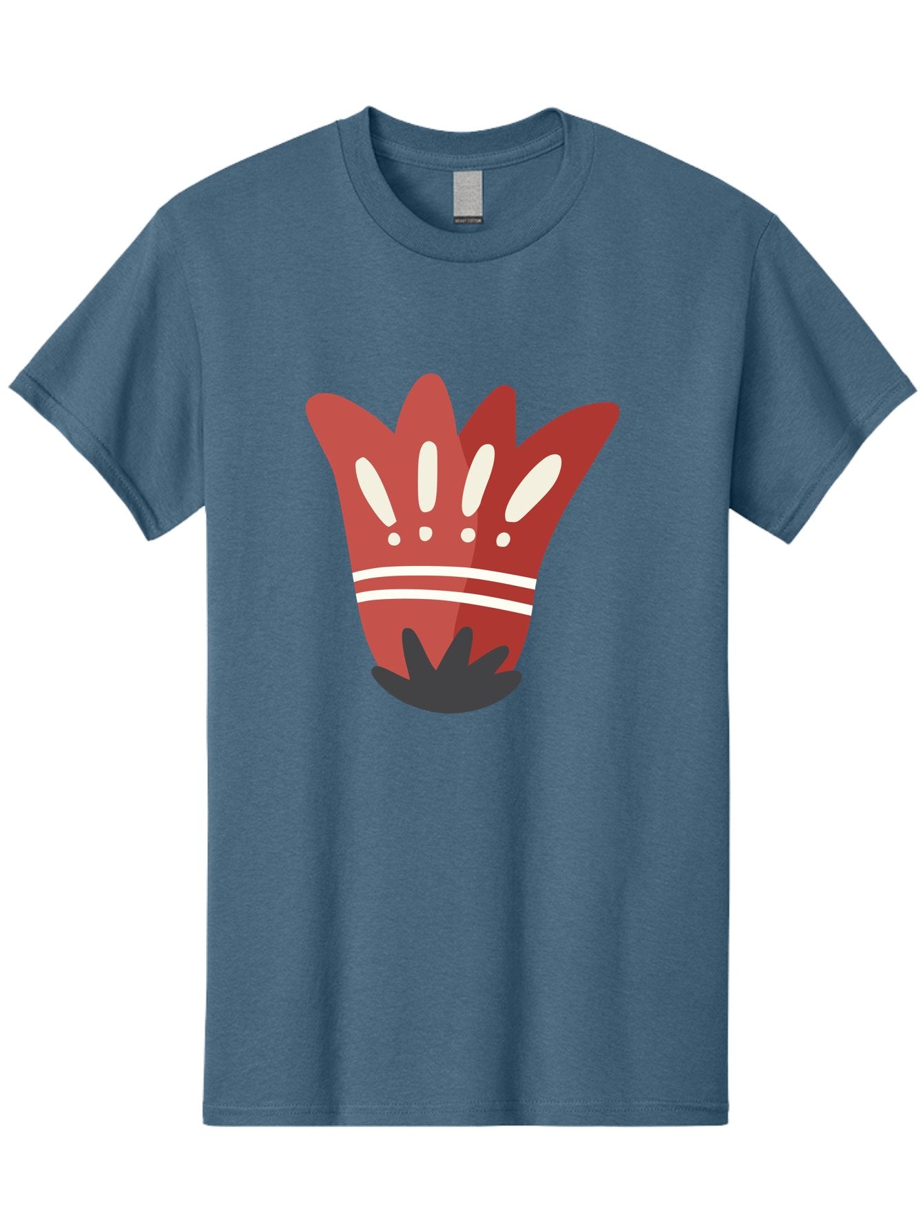 Red-Hand Men'S Graphic Tee, 100% Cotton, Comfortable Casual Summer Wear, Machine Washable, Red Hand Illustration, Hand With Fingers Spread, White Accents On Fingers, Symbol Or Gesture, Bold Design, Simple Shapes, Minimalist Style, Aad745 5