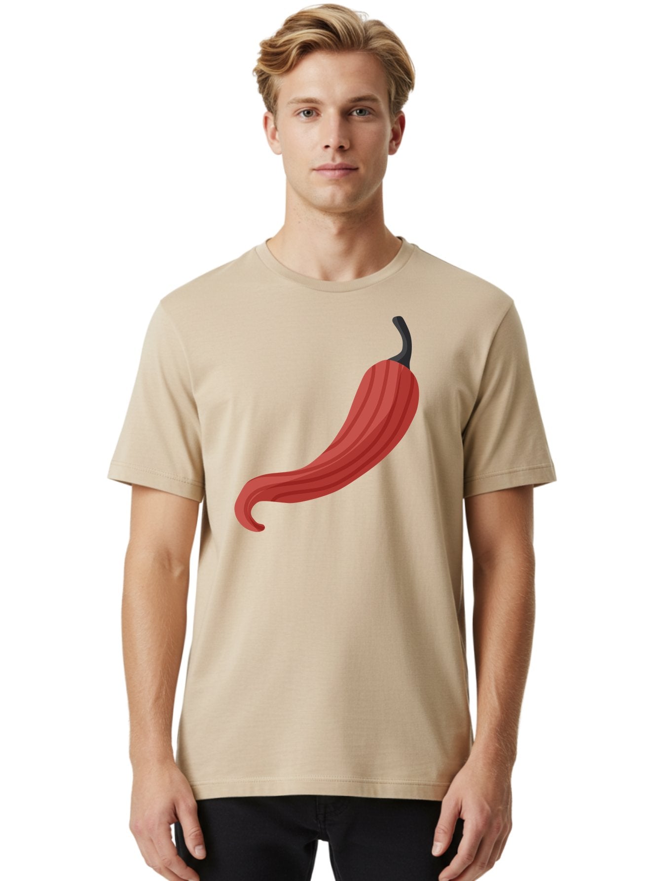 Red-Pepper-1 Men'S Graphic Tee, 100% Cotton, Comfortable Casual Summer Wear, Machine Washable, Red Chili Pepper, Hot Pepper, Spice, Culinary Ingredient, Vibrant Red Color, Digital Art, Food Illustration, Chili Pepper Graphic Aad747 24