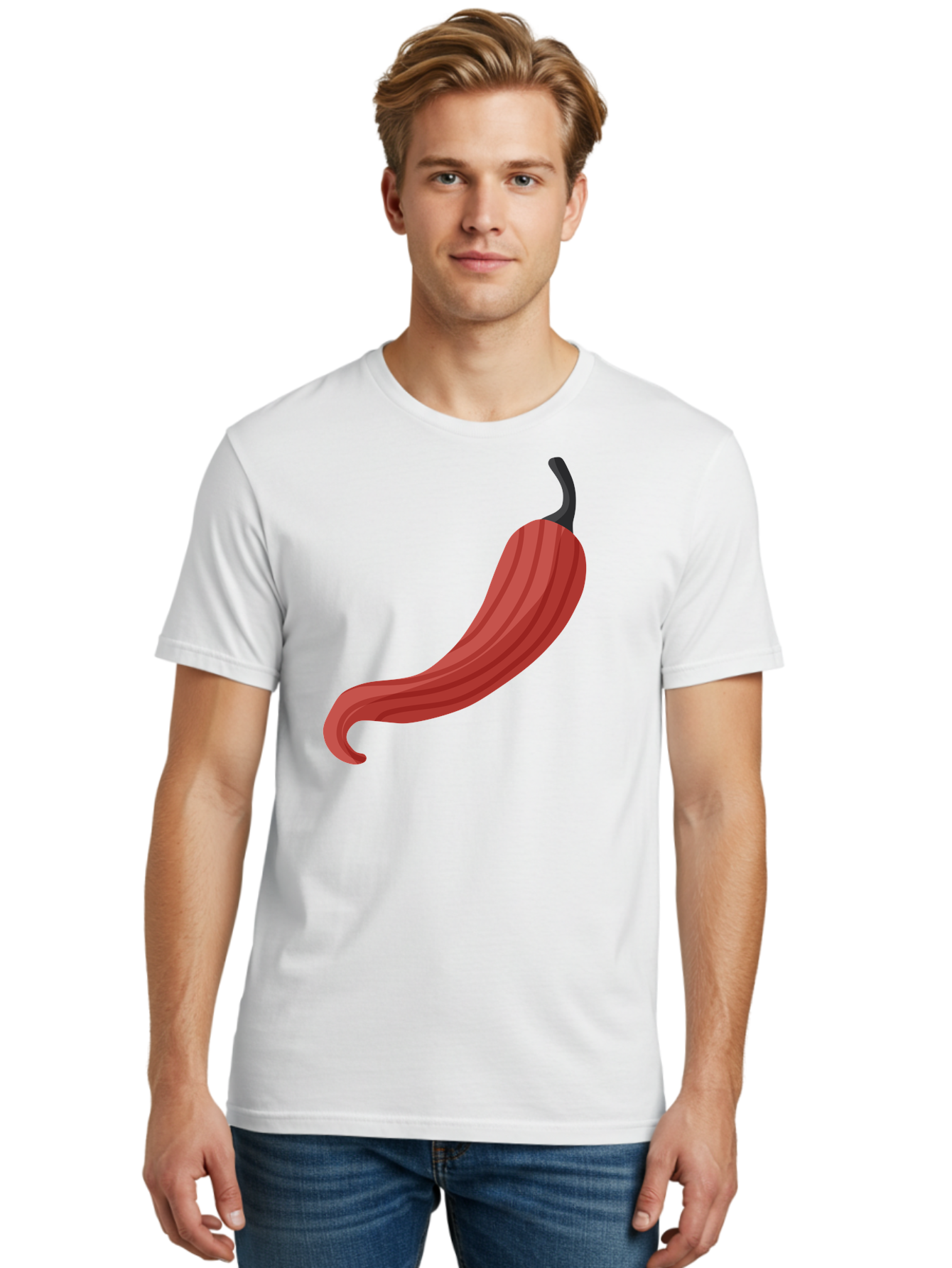 Red-Pepper-1 Men'S Graphic Tee, 100% Cotton, Comfortable Casual Summer Wear, Machine Washable, Red Chili Pepper, Hot Pepper, Spice, Culinary Ingredient, Vibrant Red Color, Digital Art, Food Illustration, Chili Pepper Graphic Aad747 28