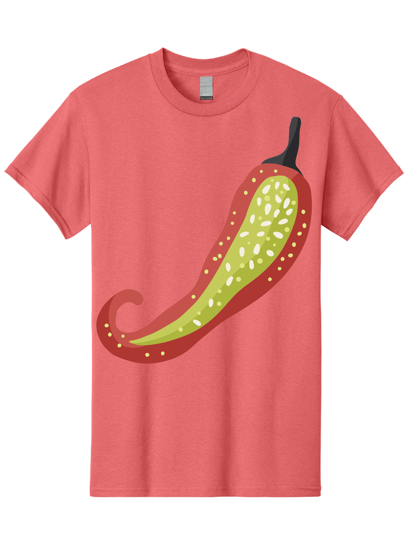 Red-Pepper Men'S Graphic Tee, 100% Cotton, Comfortable Casual Summer Wear, Machine Washable, Red Chili Pepper, Cutaway View, Seeds Inside, Spicy Food, Hot Pepper, Culinary Ingredient, Vibrant Red Color, Illustration Art Aad748 13