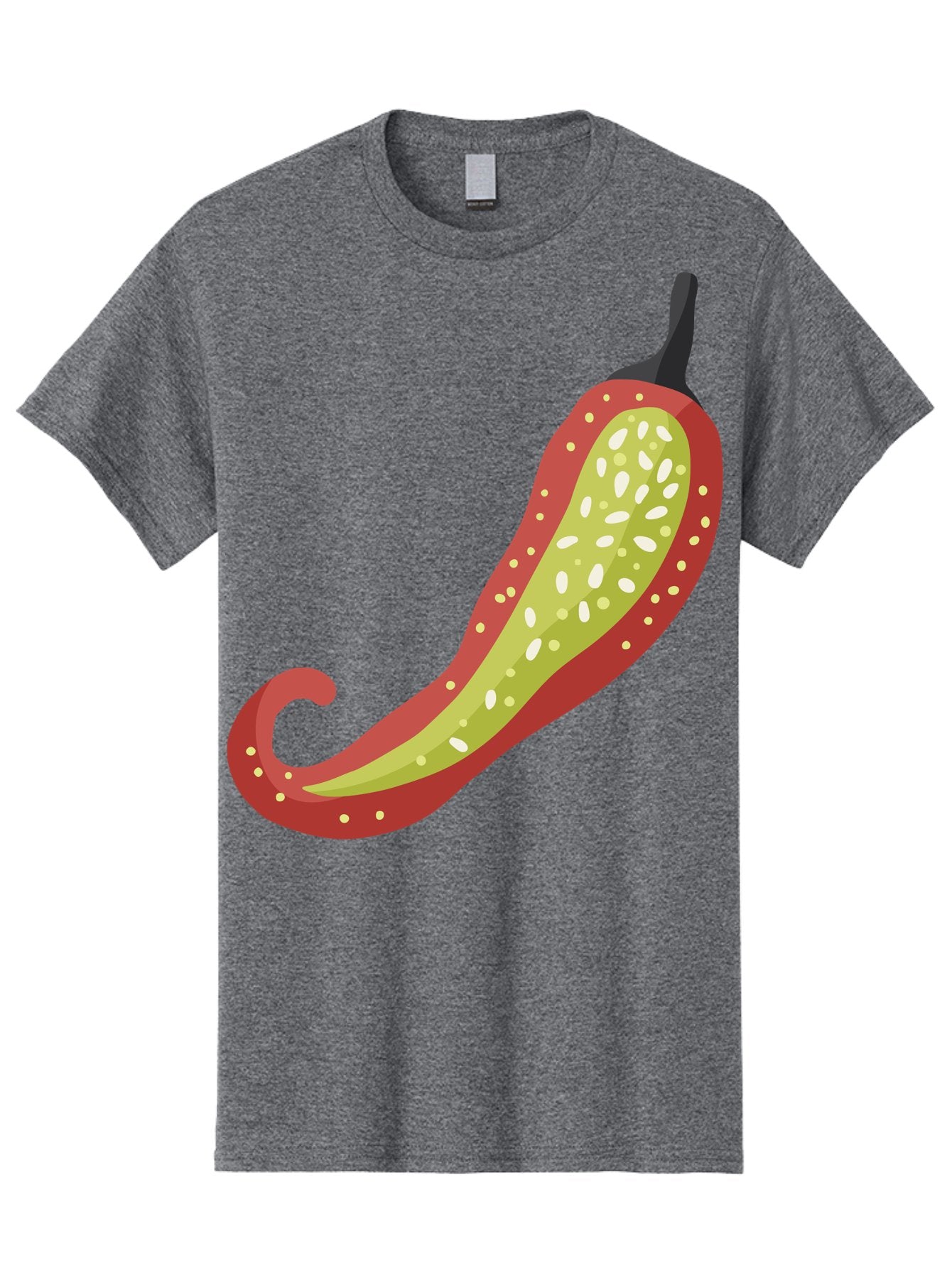 Red-Pepper Men'S Graphic Tee, 100% Cotton, Comfortable Casual Summer Wear, Machine Washable, Red Chili Pepper, Cutaway View, Seeds Inside, Spicy Food, Hot Pepper, Culinary Ingredient, Vibrant Red Color, Illustration Art Aad748