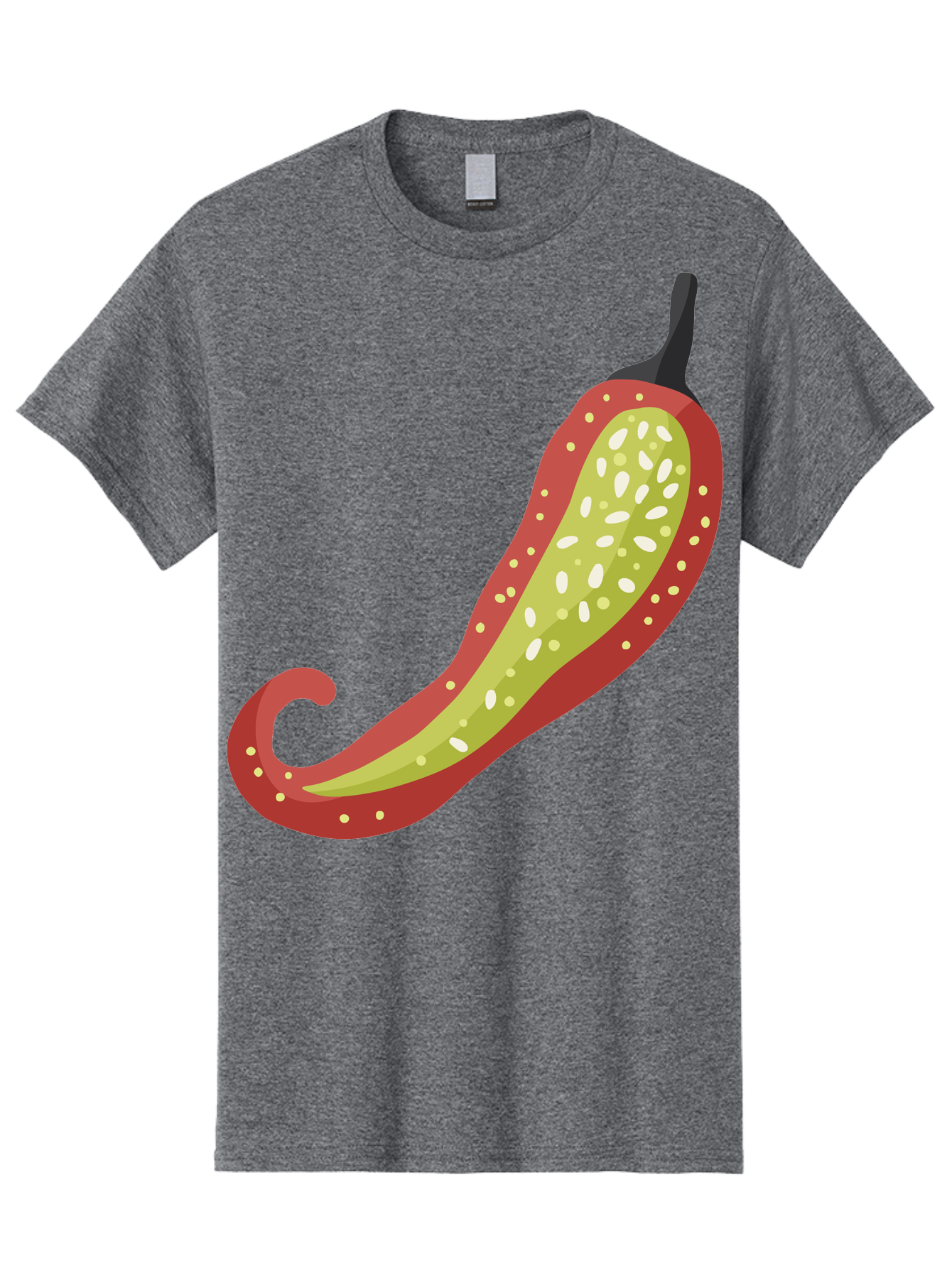 Red-Pepper Men'S Graphic Tee, 100% Cotton, Comfortable Casual Summer Wear, Machine Washable, Red Chili Pepper, Cutaway View, Seeds Inside, Spicy Food, Hot Pepper, Culinary Ingredient, Vibrant Red Color, Illustration Art Aad748 21