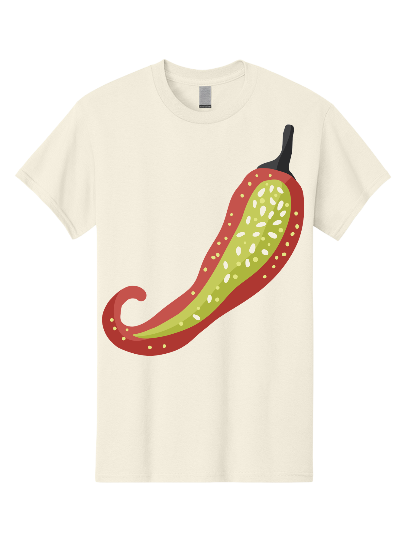 Red-Pepper Men'S Graphic Tee, 100% Cotton, Comfortable Casual Summer Wear, Machine Washable, Red Chili Pepper, Cutaway View, Seeds Inside, Spicy Food, Hot Pepper, Culinary Ingredient, Vibrant Red Color, Illustration Art Aad748