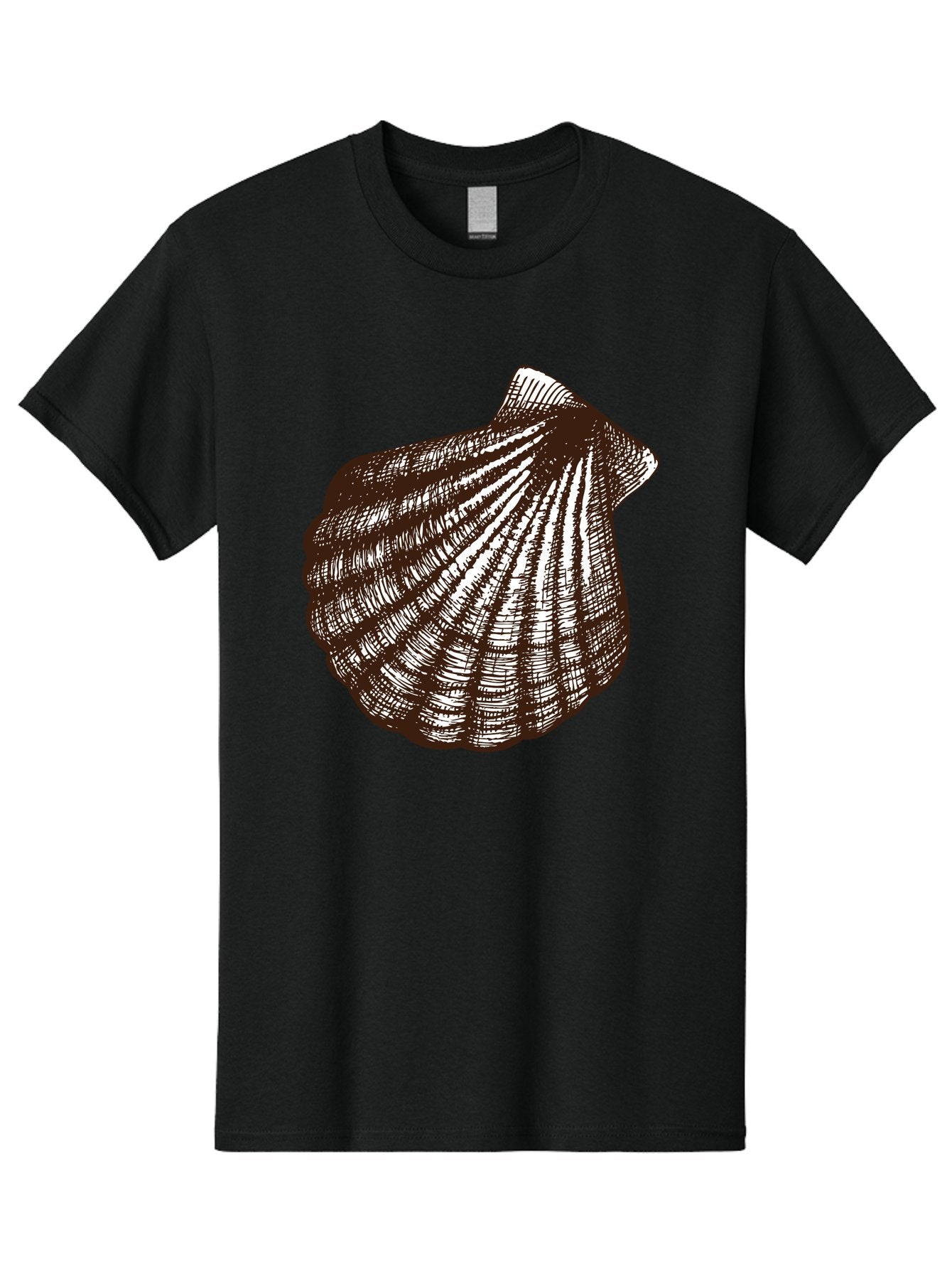 Scallop-Shell Men'S Graphic Tee, 100% Cotton, Comfortable Casual Summer Wear, Machine Washable, Scallop Shell, Seashell, Ocean Shell, Marine Life, Coastal Decor, Beachy Vibe, Shell Art, Detailed Illustration, Monochrome Design Aad749 11