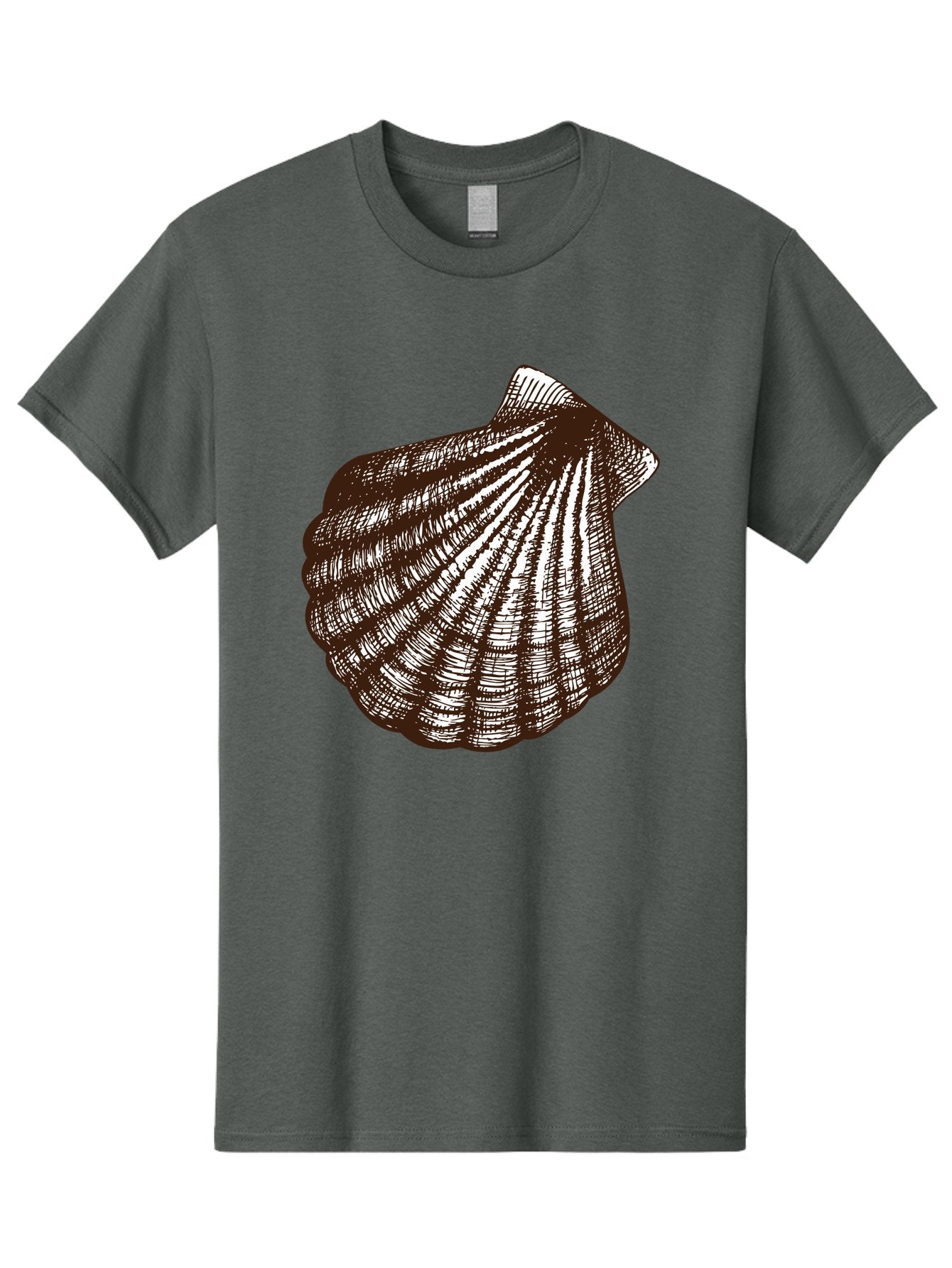 Scallop-Shell Men'S Graphic Tee, 100% Cotton, Comfortable Casual Summer Wear, Machine Washable, Scallop Shell, Seashell, Ocean Shell, Marine Life, Coastal Decor, Beachy Vibe, Shell Art, Detailed Illustration, Monochrome Design Aad749 4