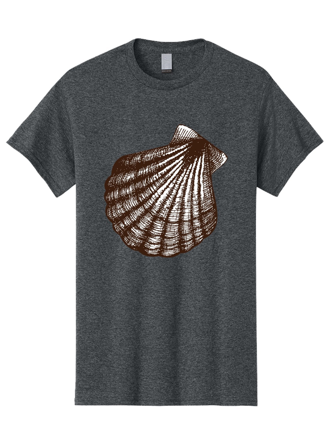 Scallop-Shell Men'S Graphic Tee, 100% Cotton, Comfortable Casual Summer Wear, Machine Washable, Scallop Shell, Seashell, Ocean Shell, Marine Life, Coastal Decor, Beachy Vibe, Shell Art, Detailed Illustration, Monochrome Design Aad749 14