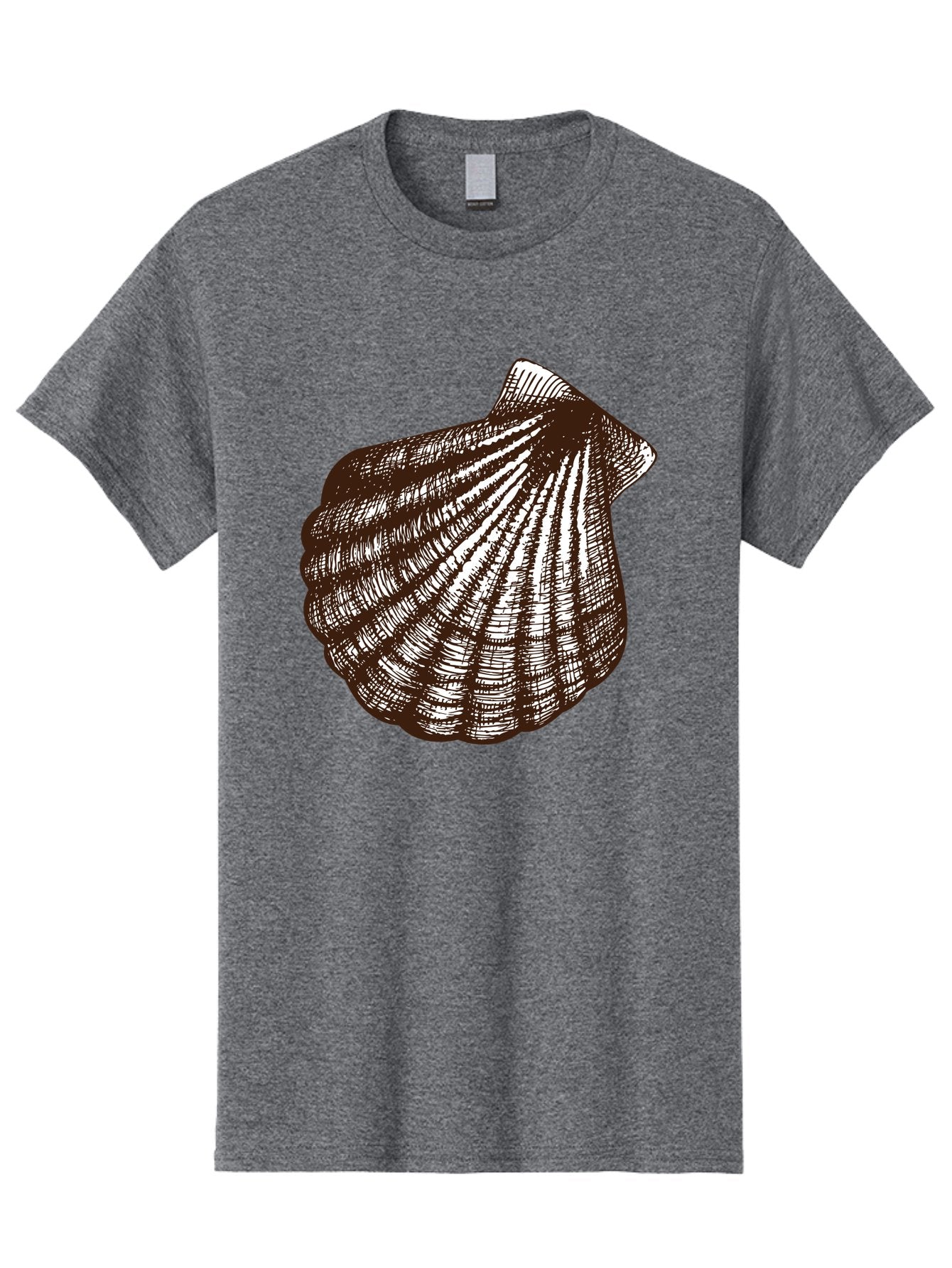 Scallop-Shell Men'S Graphic Tee, 100% Cotton, Comfortable Casual Summer Wear, Machine Washable, Scallop Shell, Seashell, Ocean Shell, Marine Life, Coastal Decor, Beachy Vibe, Shell Art, Detailed Illustration, Monochrome Design Aad749 12