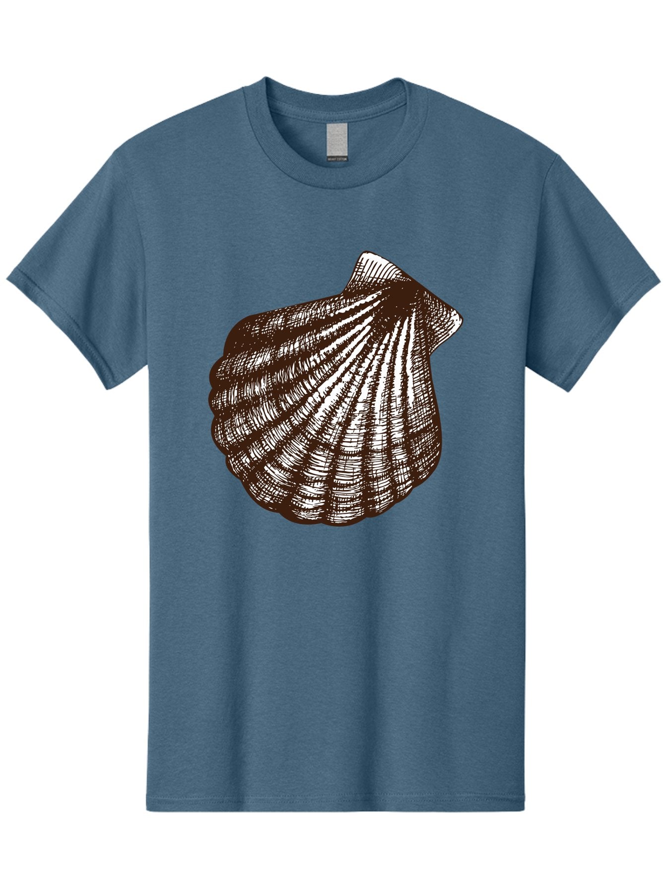 Scallop-Shell Men'S Graphic Tee, 100% Cotton, Comfortable Casual Summer Wear, Machine Washable, Scallop Shell, Seashell, Ocean Shell, Marine Life, Coastal Decor, Beachy Vibe, Shell Art, Detailed Illustration, Monochrome Design Aad749 6