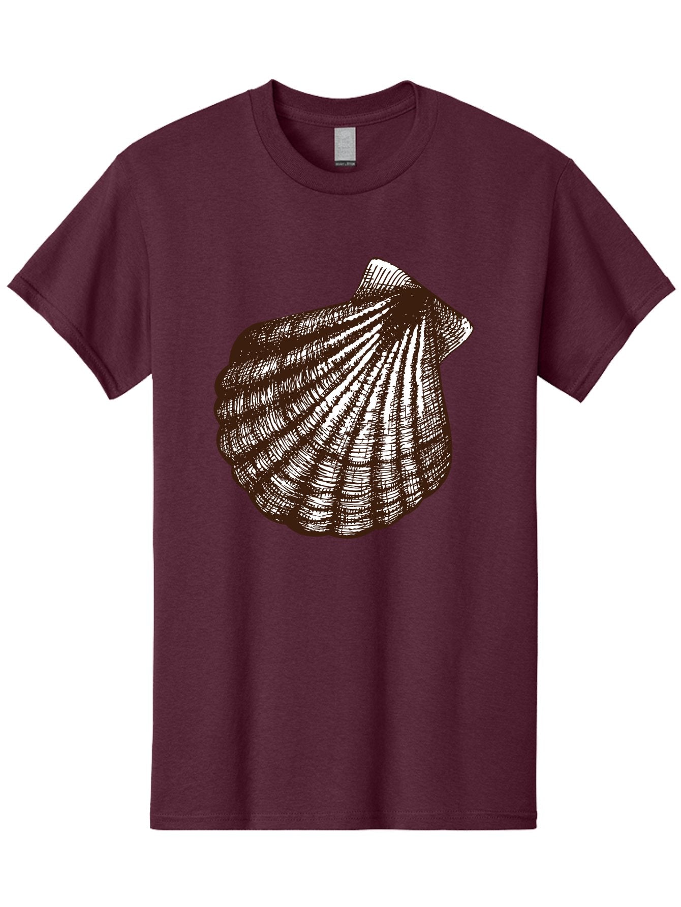 Scallop-Shell Men'S Graphic Tee, 100% Cotton, Comfortable Casual Summer Wear, Machine Washable, Scallop Shell, Seashell, Ocean Shell, Marine Life, Coastal Decor, Beachy Vibe, Shell Art, Detailed Illustration, Monochrome Design Aad749 3