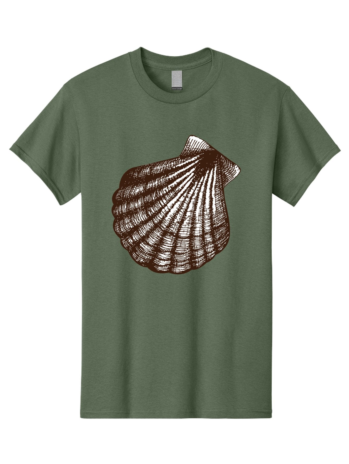 Scallop-Shell Men'S Graphic Tee, 100% Cotton, Comfortable Casual Summer Wear, Machine Washable, Scallop Shell, Seashell, Ocean Shell, Marine Life, Coastal Decor, Beachy Vibe, Shell Art, Detailed Illustration, Monochrome Design Aad749 15