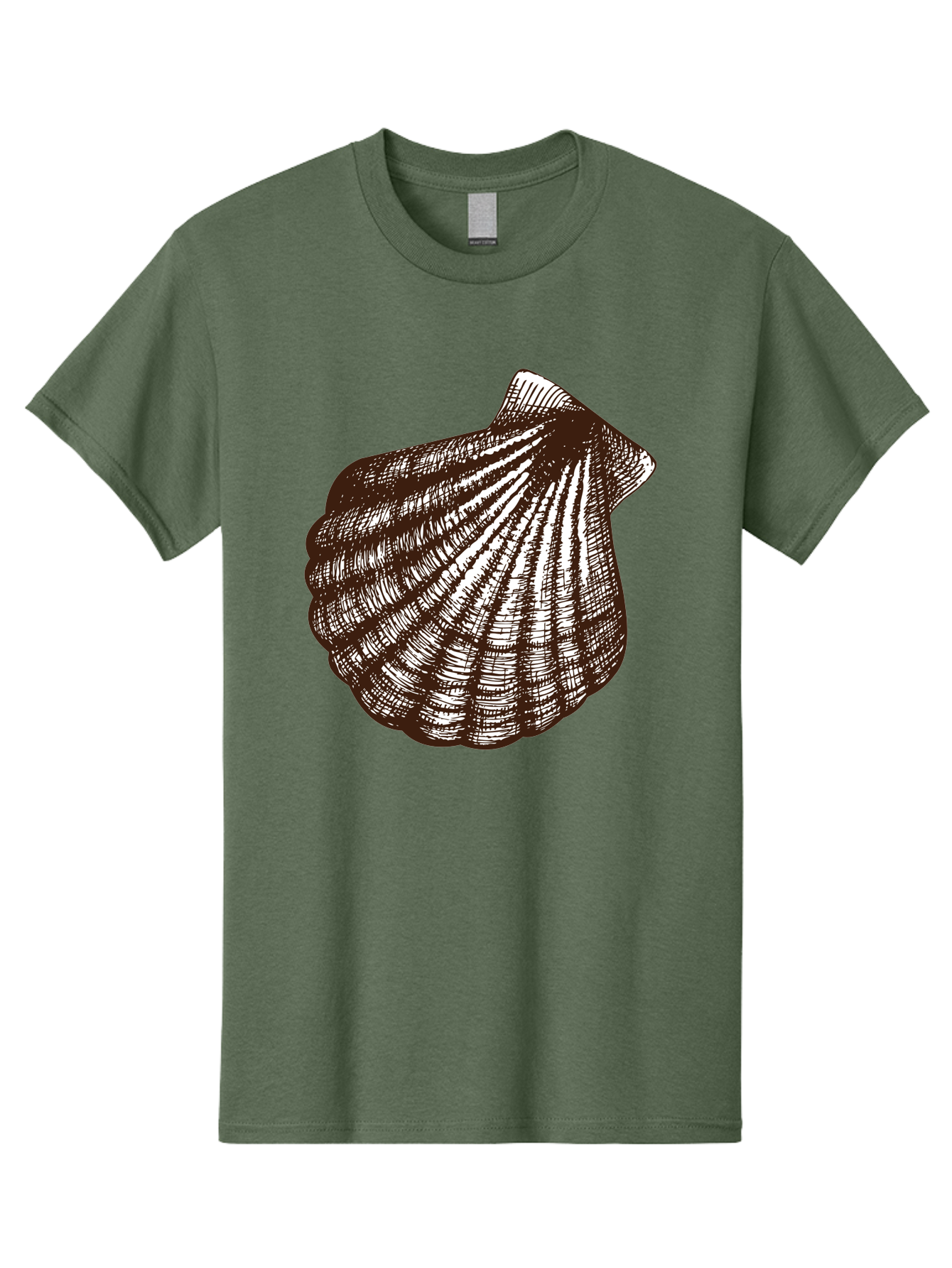 Scallop-Shell Men'S Graphic Tee, 100% Cotton, Comfortable Casual Summer Wear, Machine Washable, Scallop Shell, Seashell, Ocean Shell, Marine Life, Coastal Decor, Beachy Vibe, Shell Art, Detailed Illustration, Monochrome Design Aad749