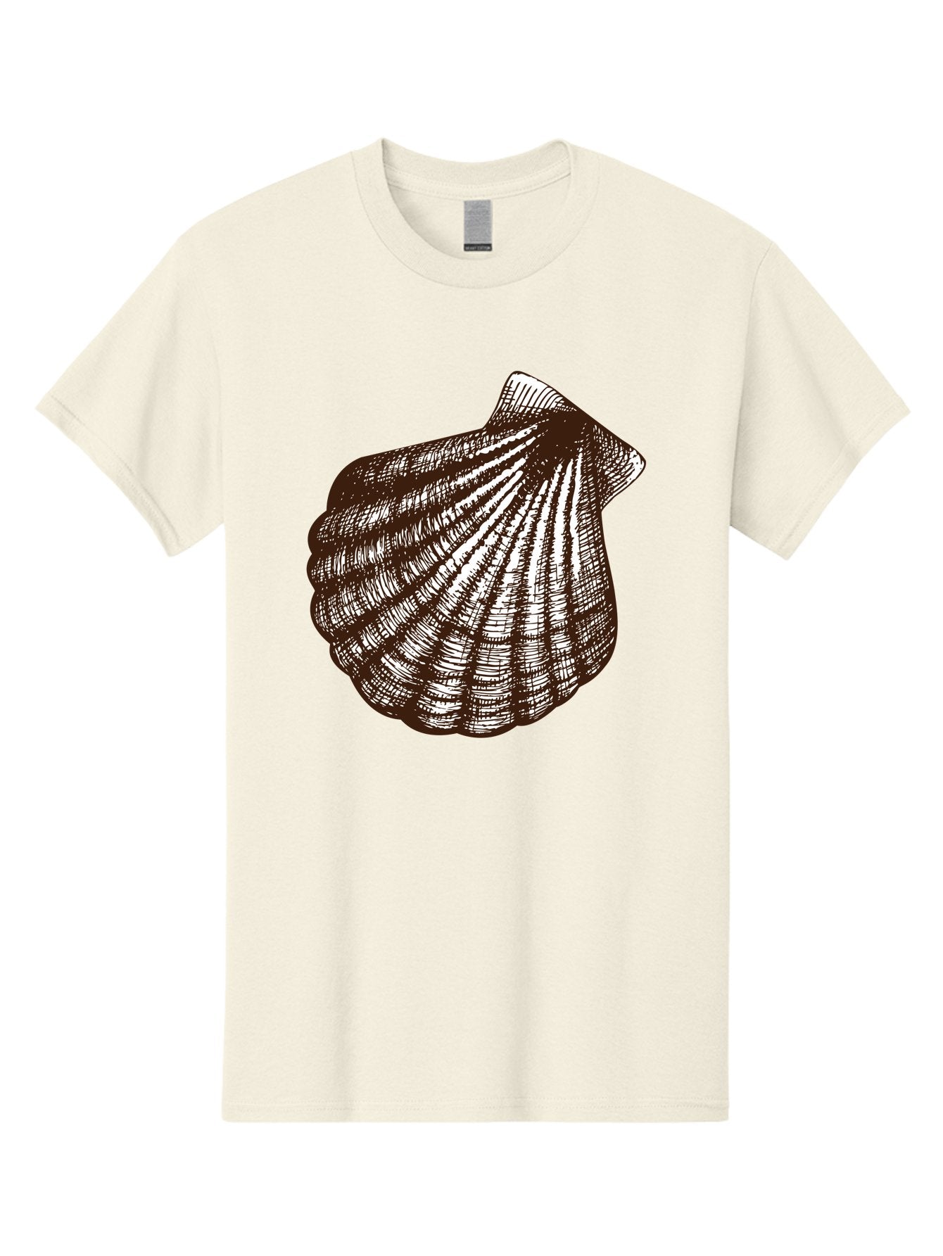Scallop-Shell Men'S Graphic Tee, 100% Cotton, Comfortable Casual Summer Wear, Machine Washable, Scallop Shell, Seashell, Ocean Shell, Marine Life, Coastal Decor, Beachy Vibe, Shell Art, Detailed Illustration, Monochrome Design Aad749